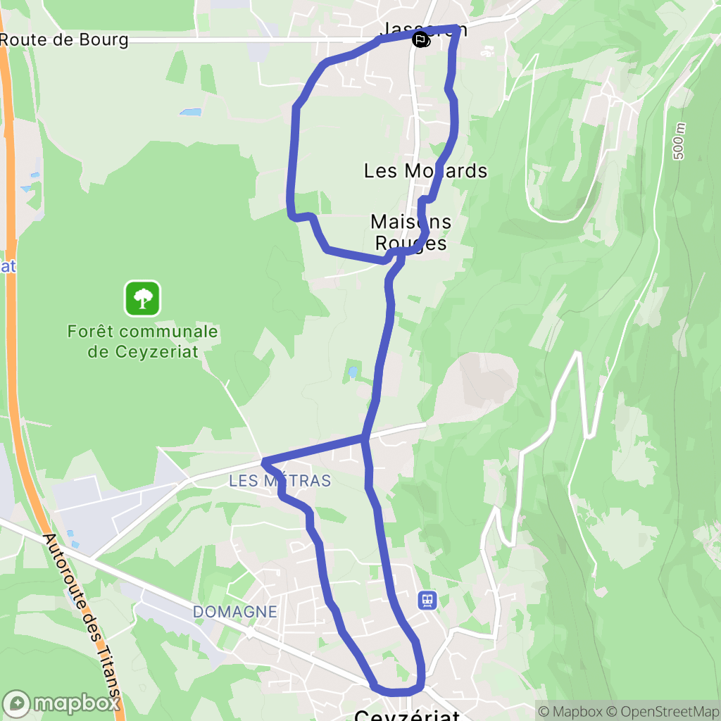 Jasseron : carte du parcours de randonnée - France