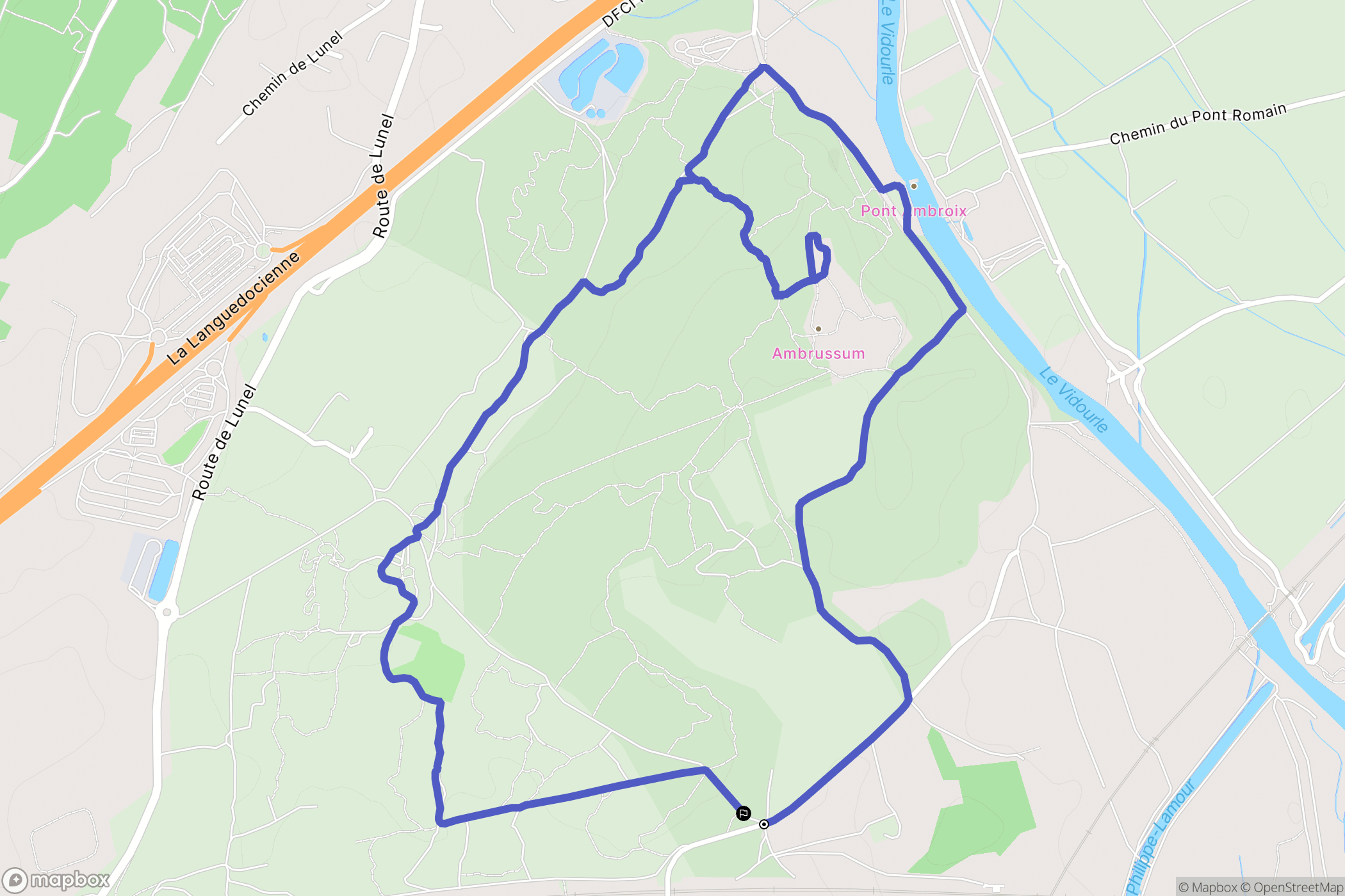 Lunel : carte du parcours de randonnée - France