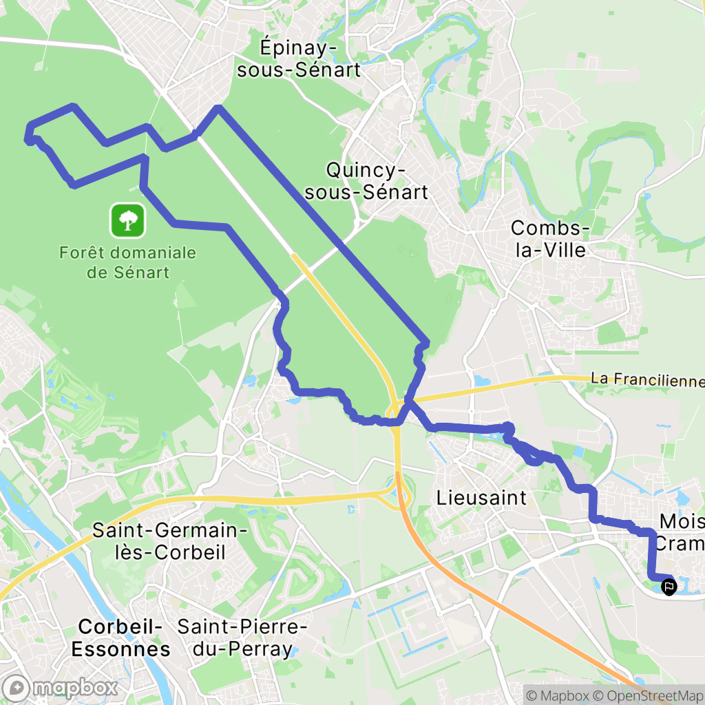Moissy-Cramayel : carte du parcours de randonnée - France
