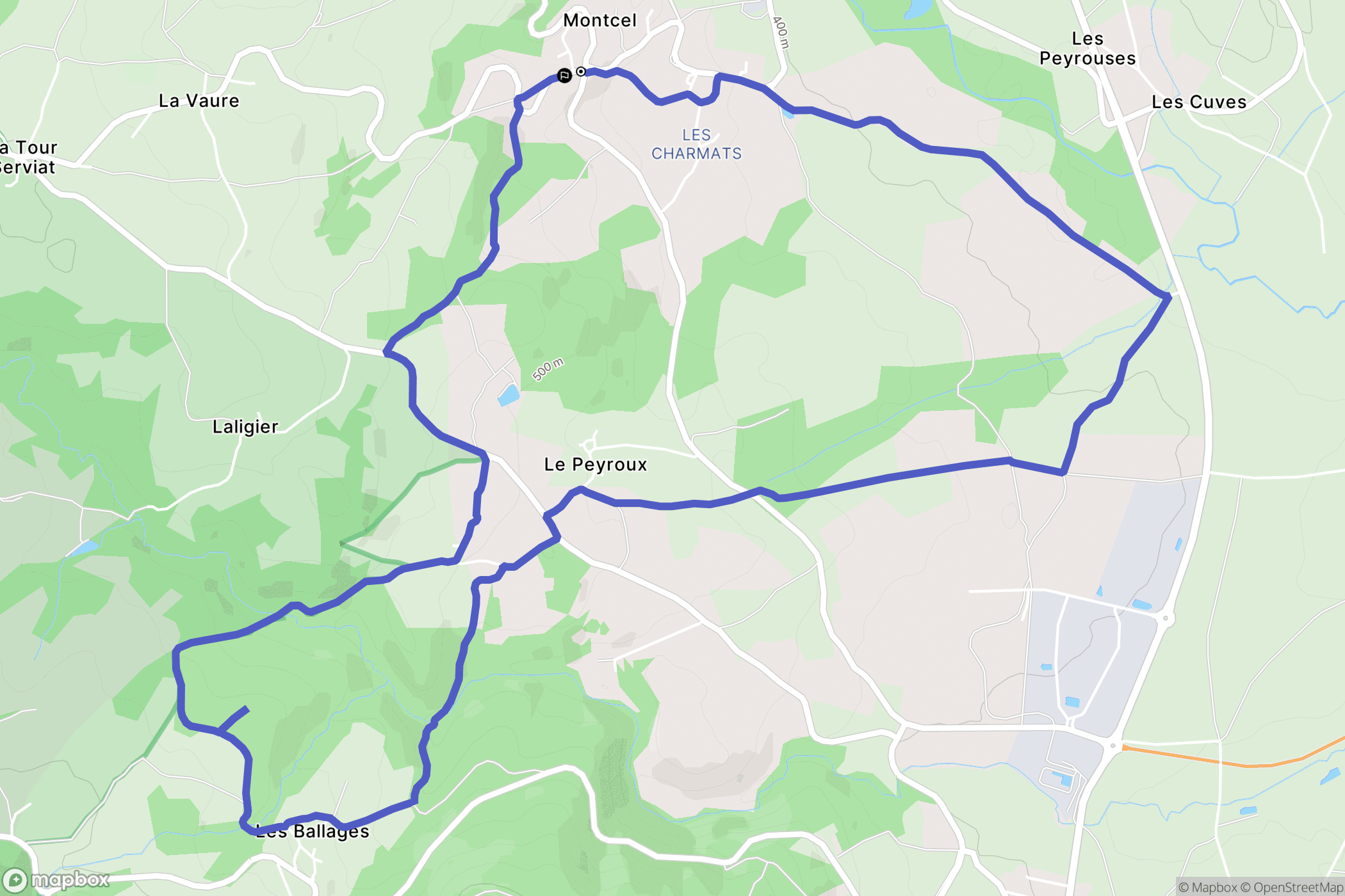 Montcel : carte du parcours de randonnée - France