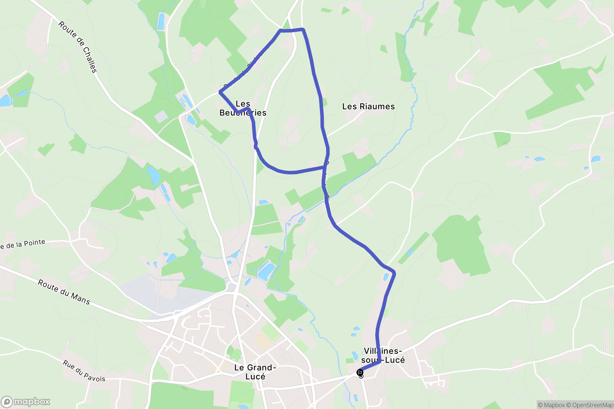Villaines-sous-Lucé : carte du parcours de randonnée - France