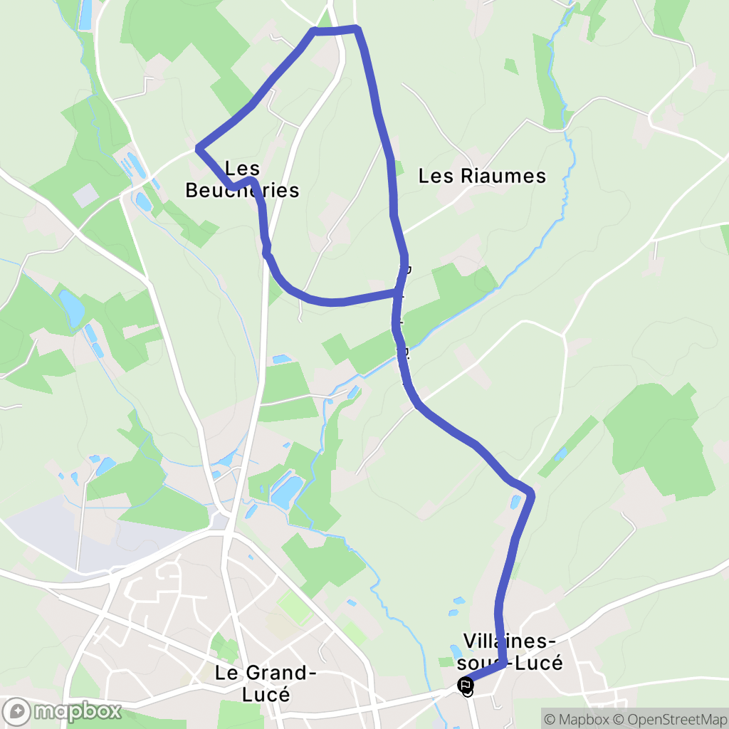 Villaines-sous-Lucé : carte du parcours de randonnée - France