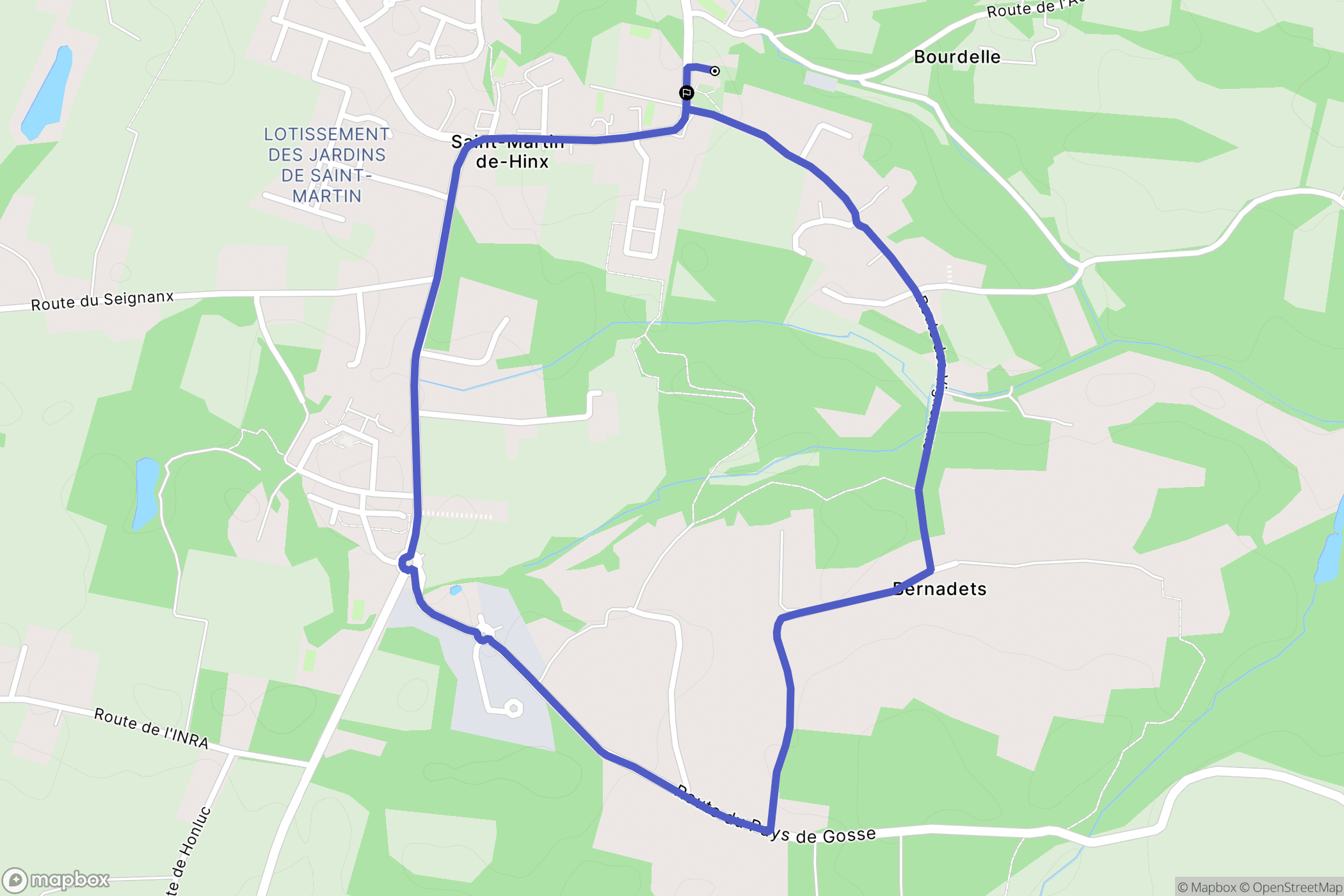 Saint Martin de Hinx : carte du parcours de randonnée - France