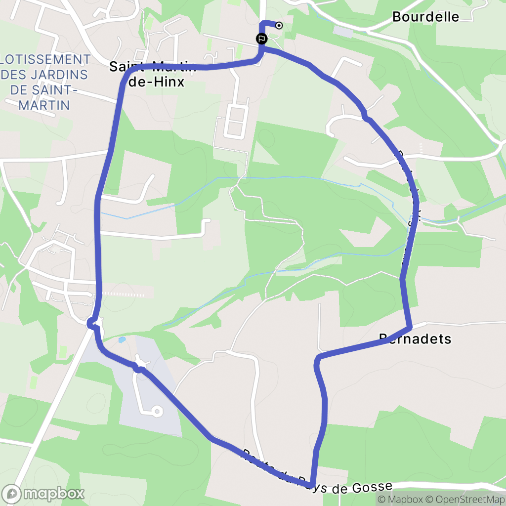 Saint Martin de Hinx : carte du parcours de randonnée - France