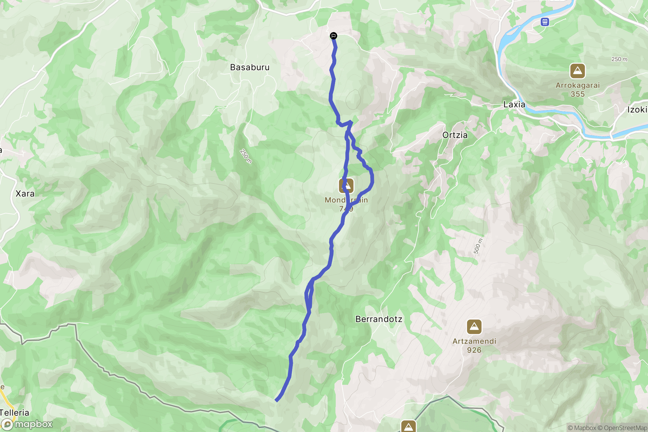 Espelette : carte du parcours de randonnée - France