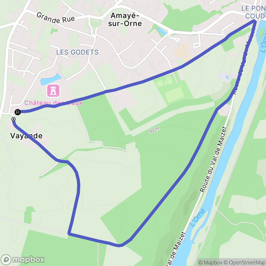 Amayé-sur-Orne : carte du parcours de randonnée - France