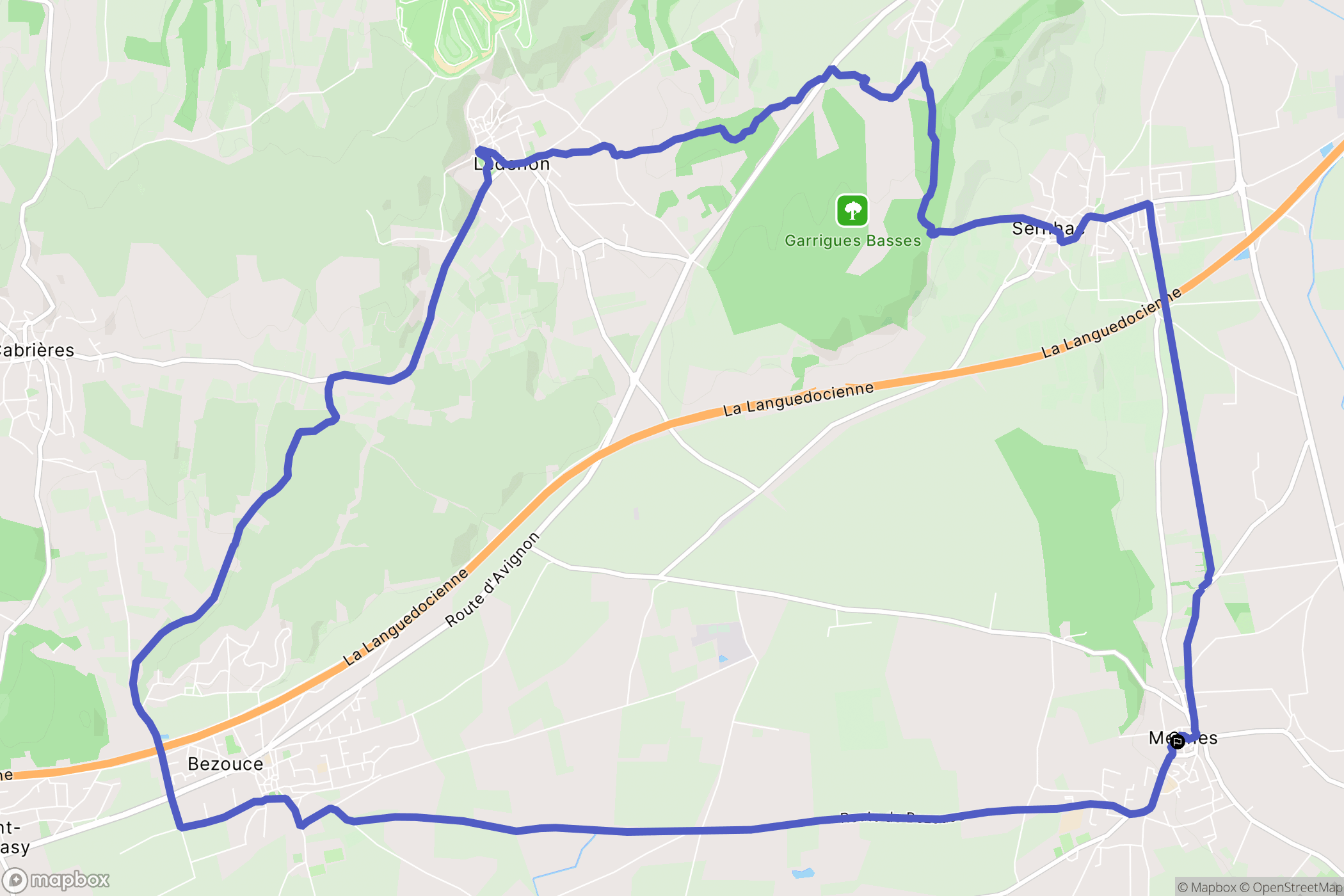Meynes : carte du parcours de randonnée - France