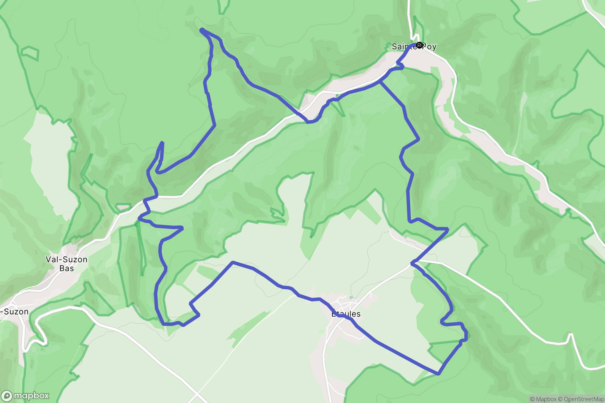 Val-Suzon : carte du parcours de randonnée - France
