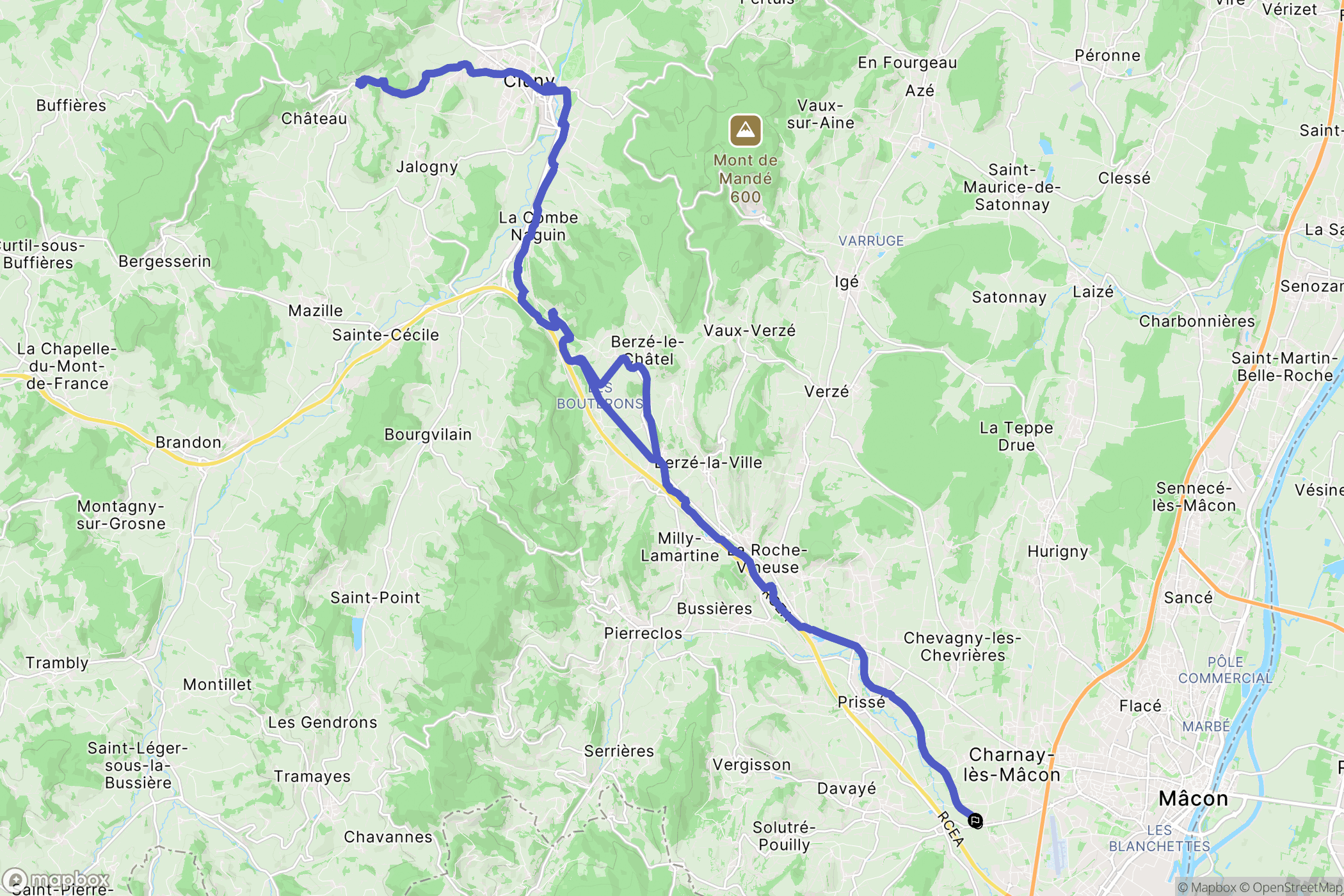 Charnay-lès-Mâcon : carte du parcours de randonnée - France