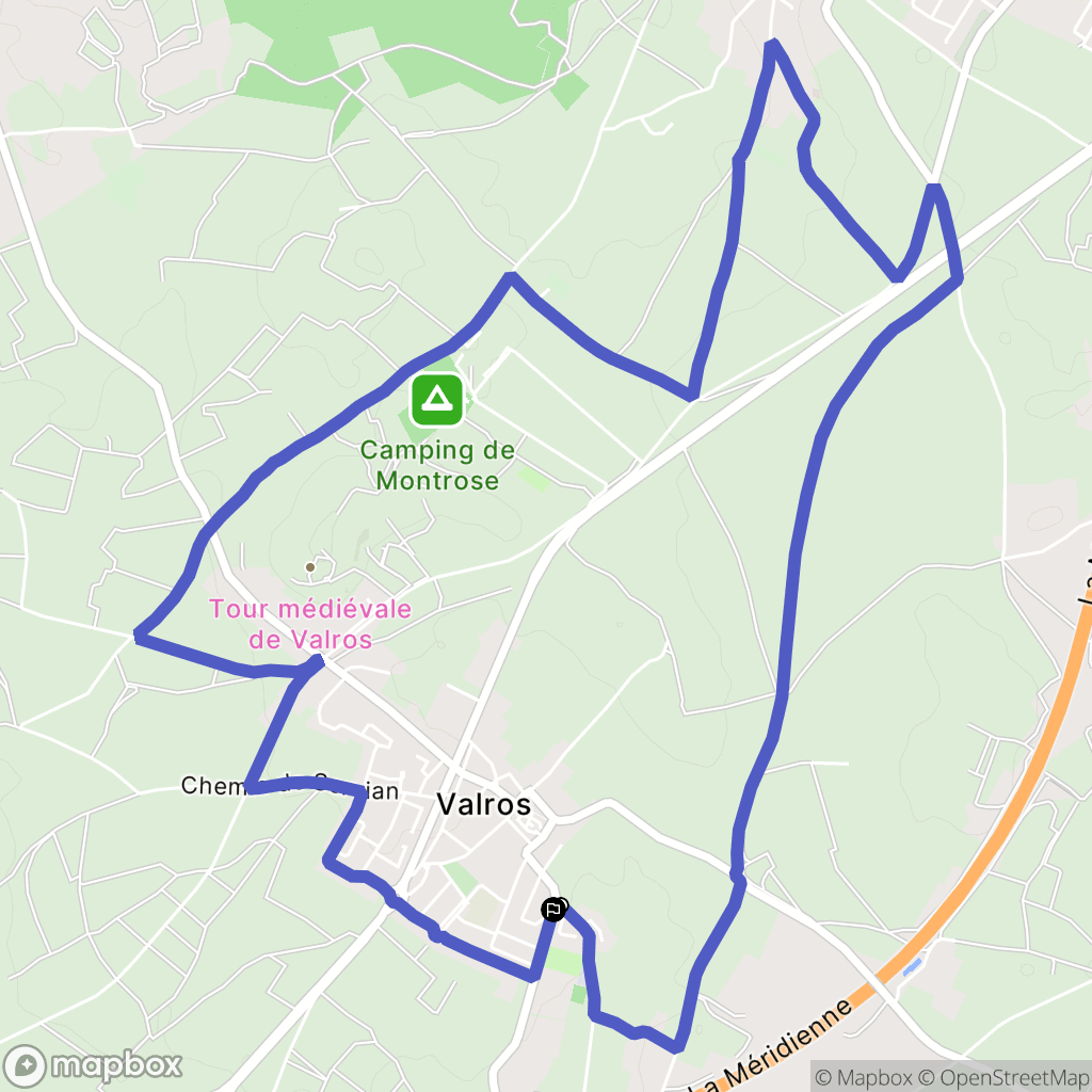Valros : carte du parcours de randonnée - France