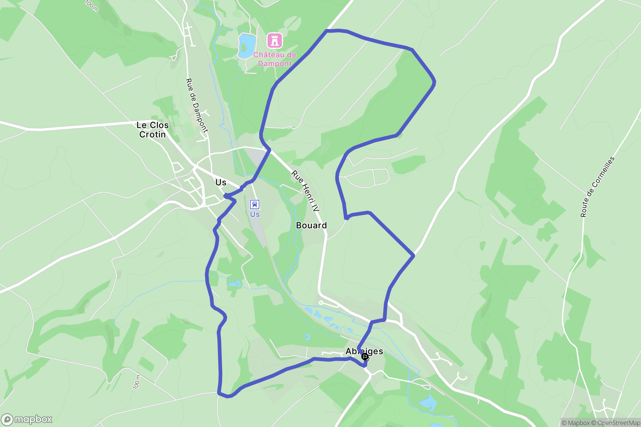 Ableiges : carte du parcours de randonnée - France