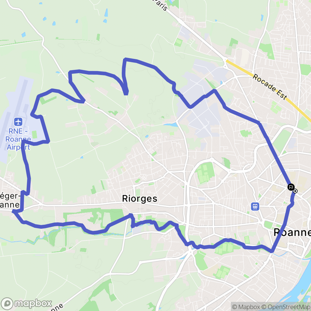 Roanne : carte du parcours de randonnée - France