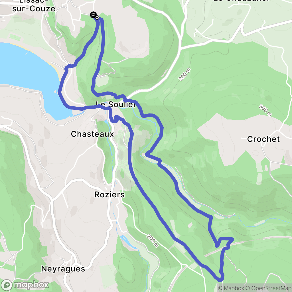 Lissac-sur-Couze : carte du parcours de randonnée - France