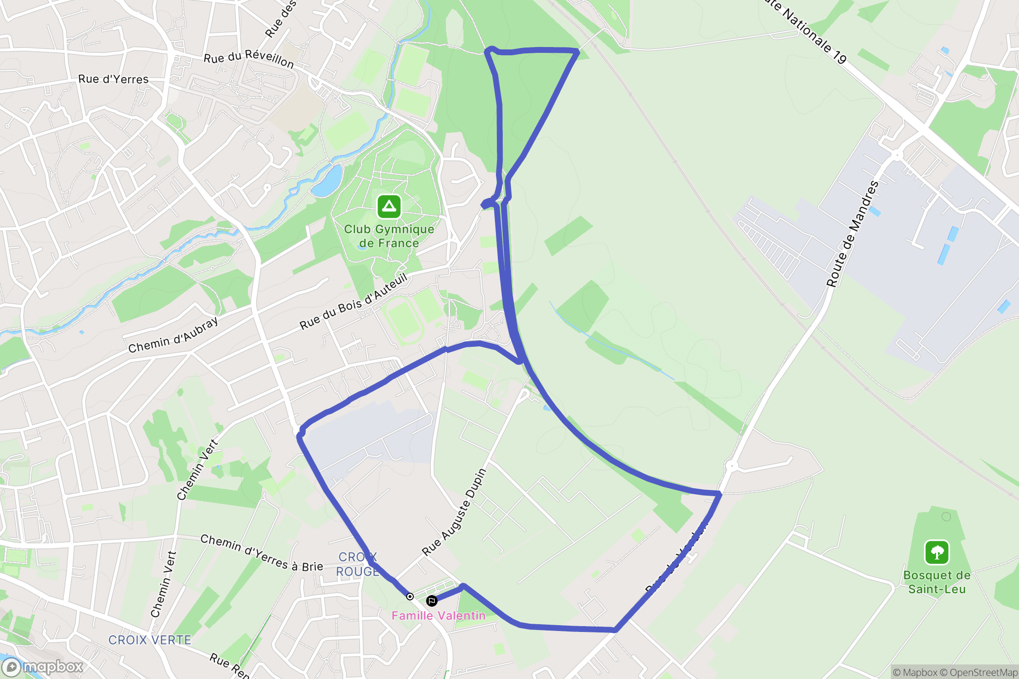 Mandres-les-Roses : carte du parcours de randonnée - France