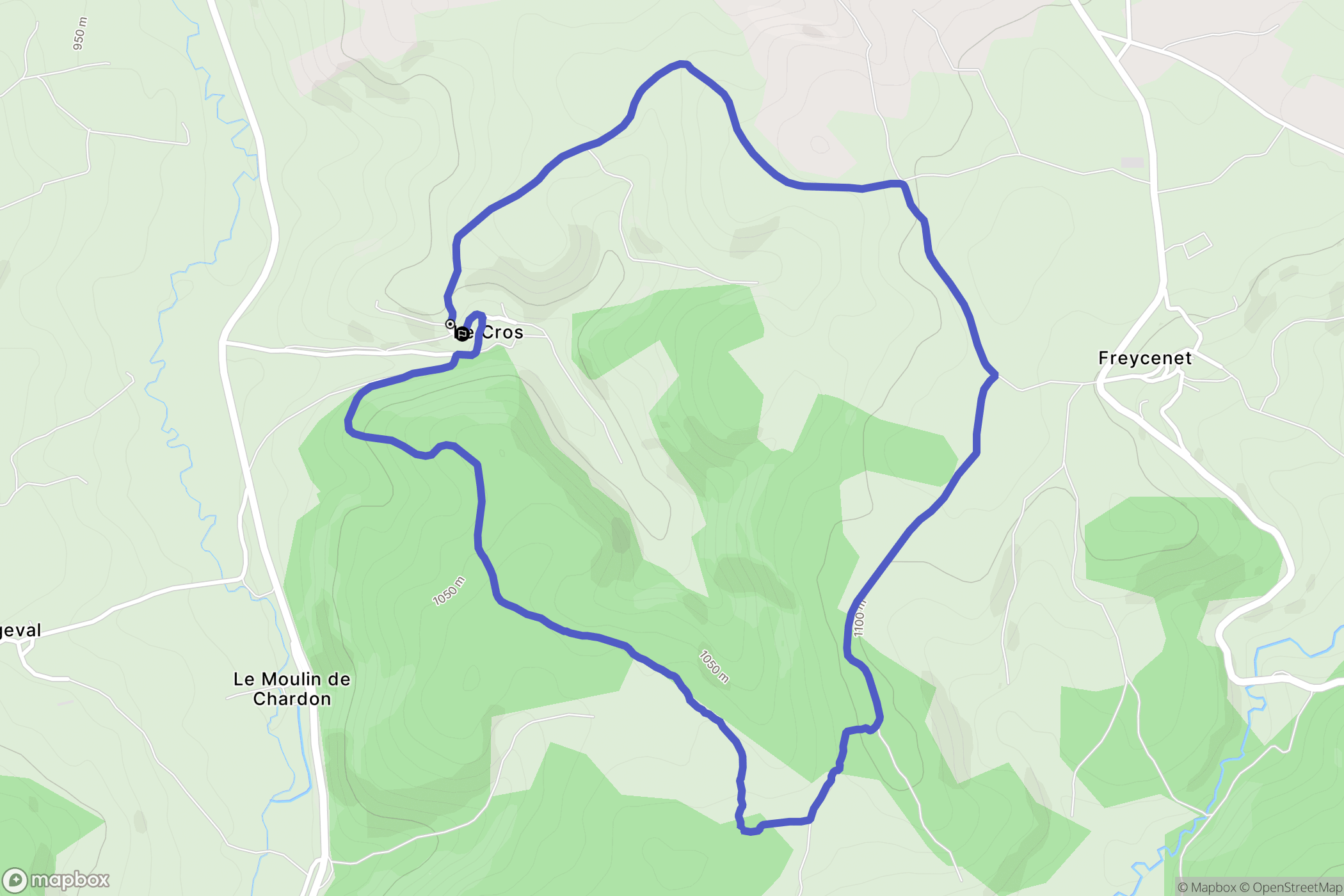 Saugues : carte du parcours de randonnée - France