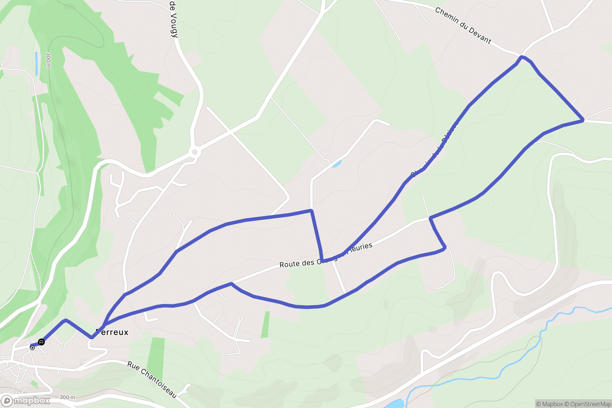 Perreux : carte du parcours de randonnée - France