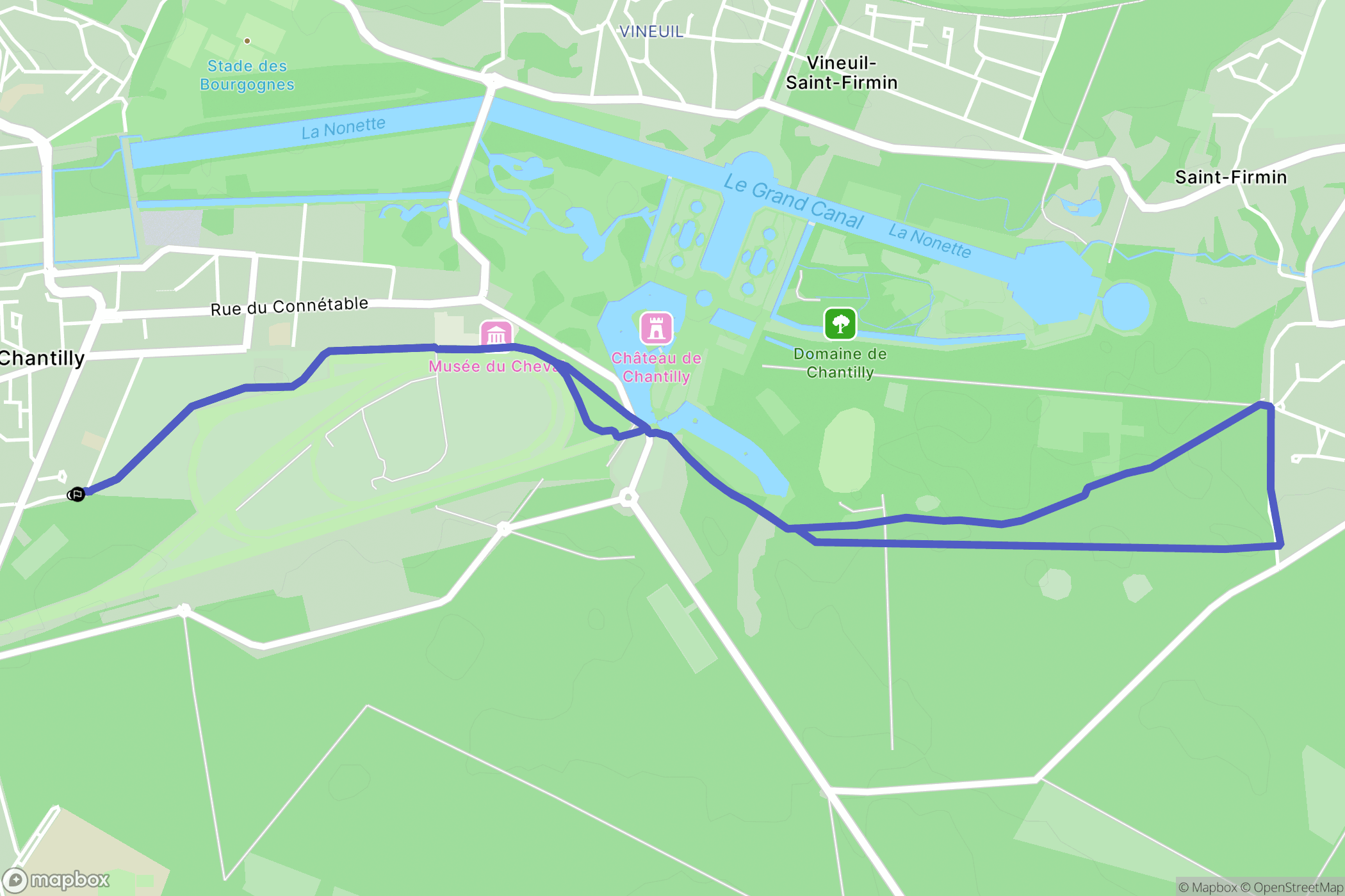 Chantilly : carte du parcours de randonnée - France