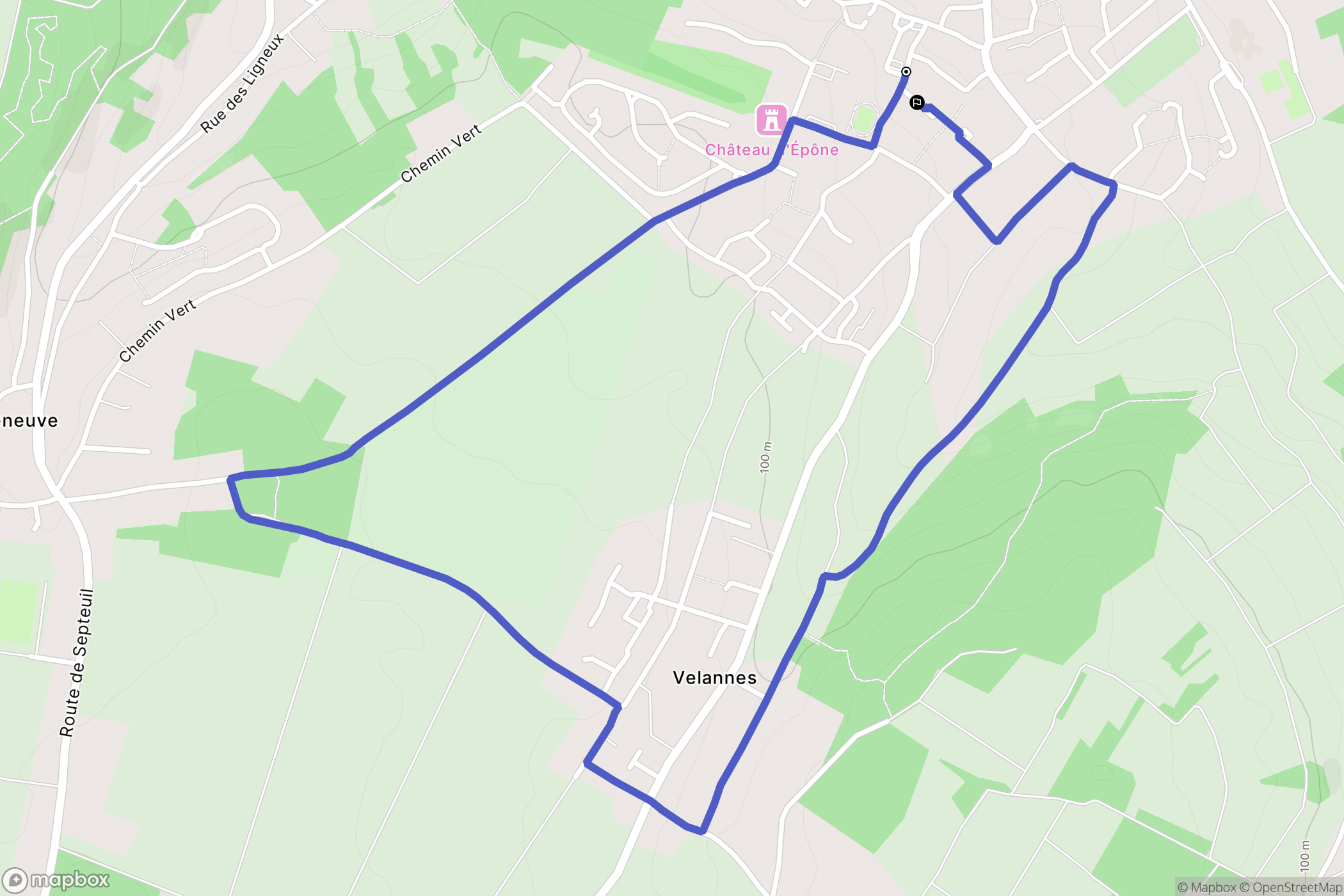 Épône : carte du parcours de randonnée - France
