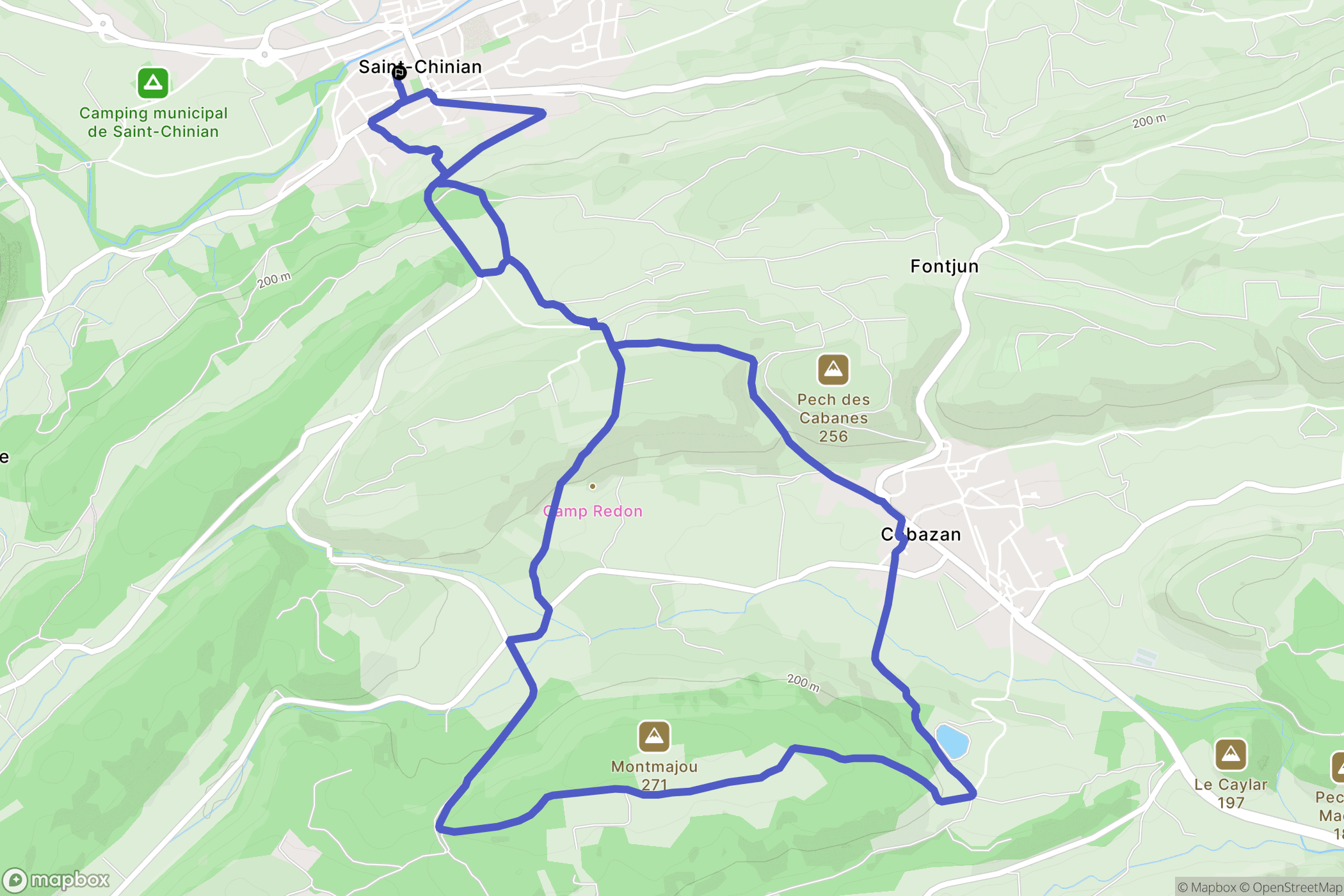 Saint-Chinian : carte du parcours de randonnée - France