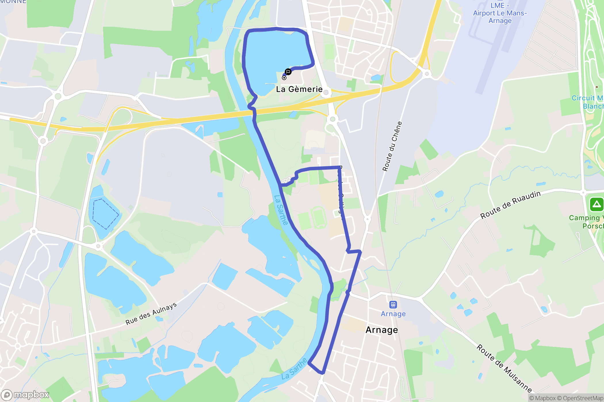 Arnage : carte du parcours de randonnée - France