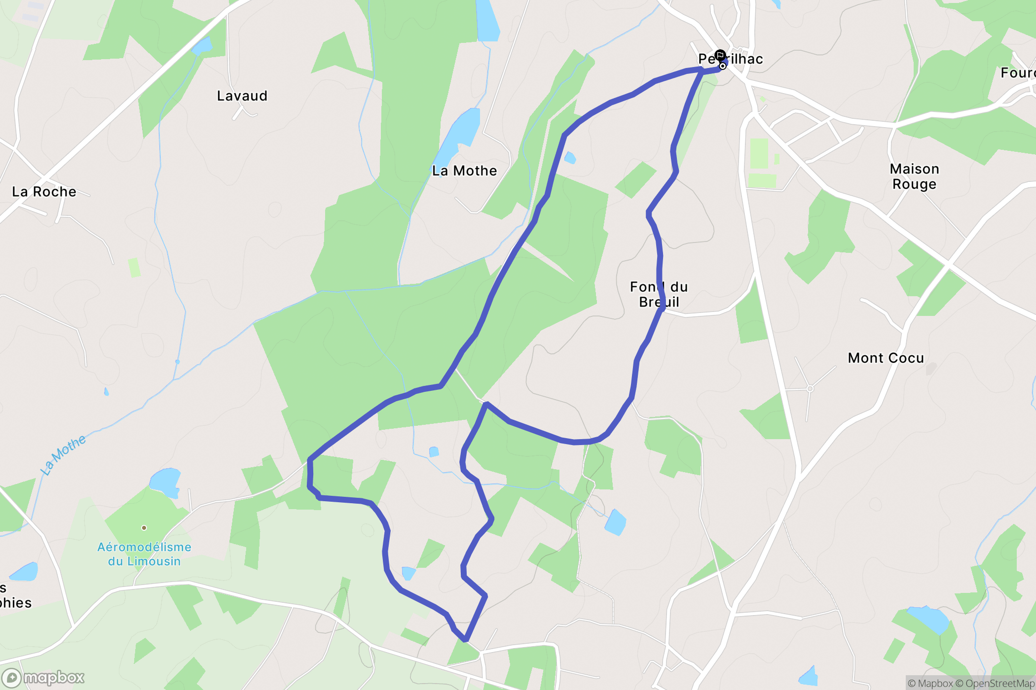 Peyrilhac : carte du parcours de randonnée - France