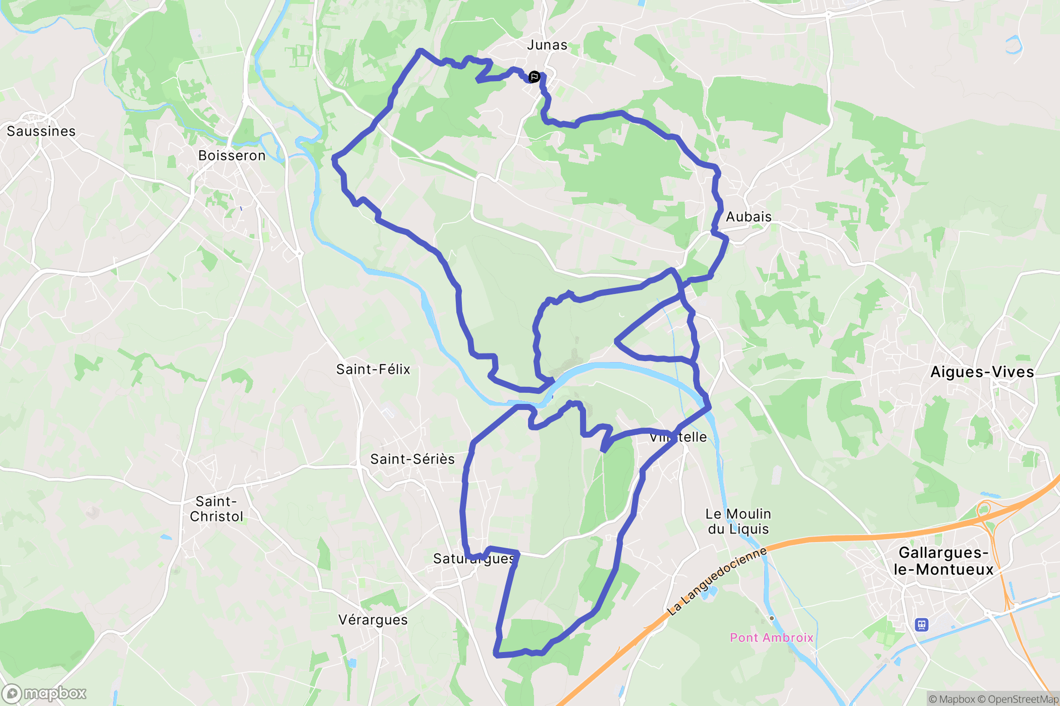 Junas : carte du parcours de randonnée - France