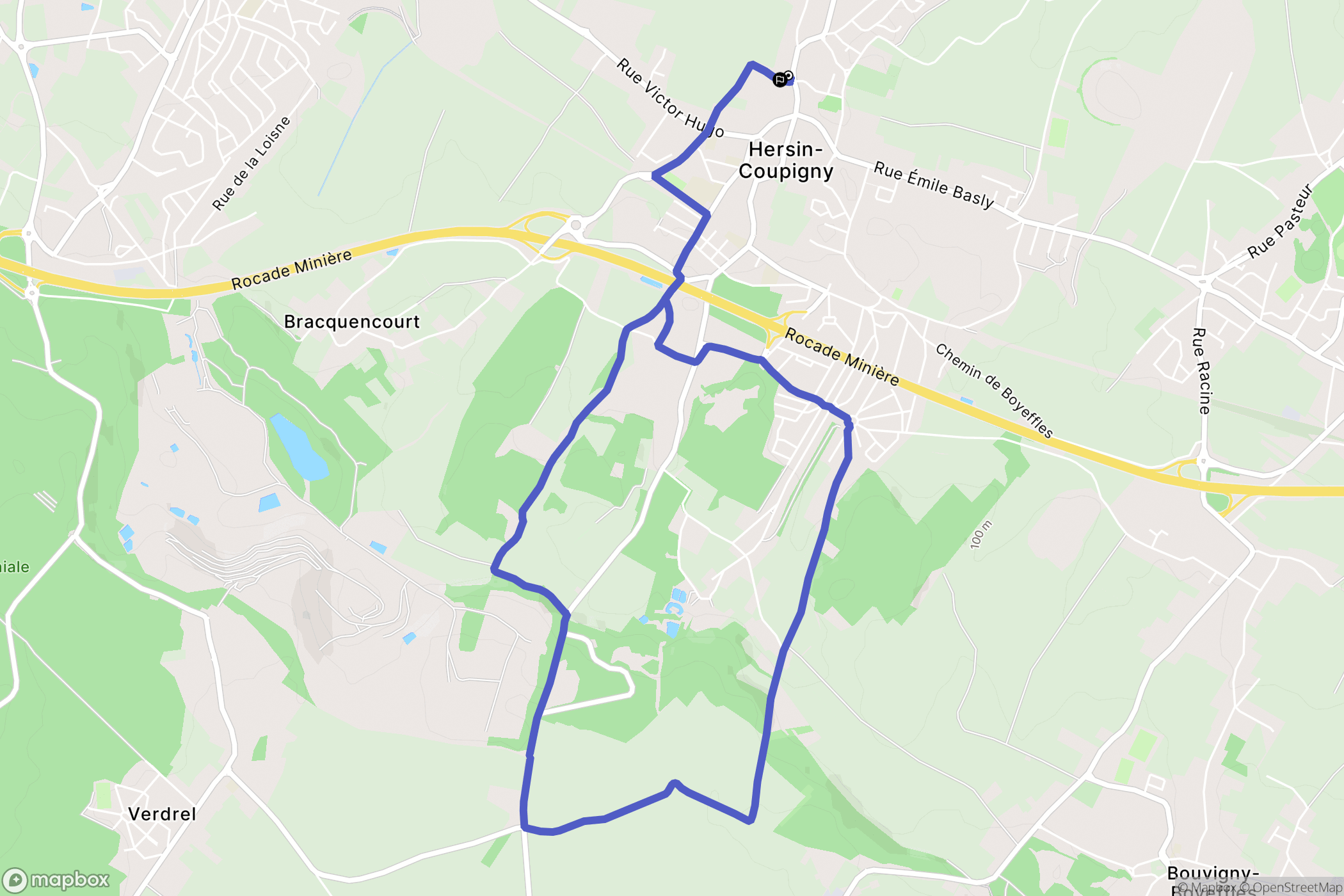 Hersin-Coupigny : carte du parcours de randonnée - France