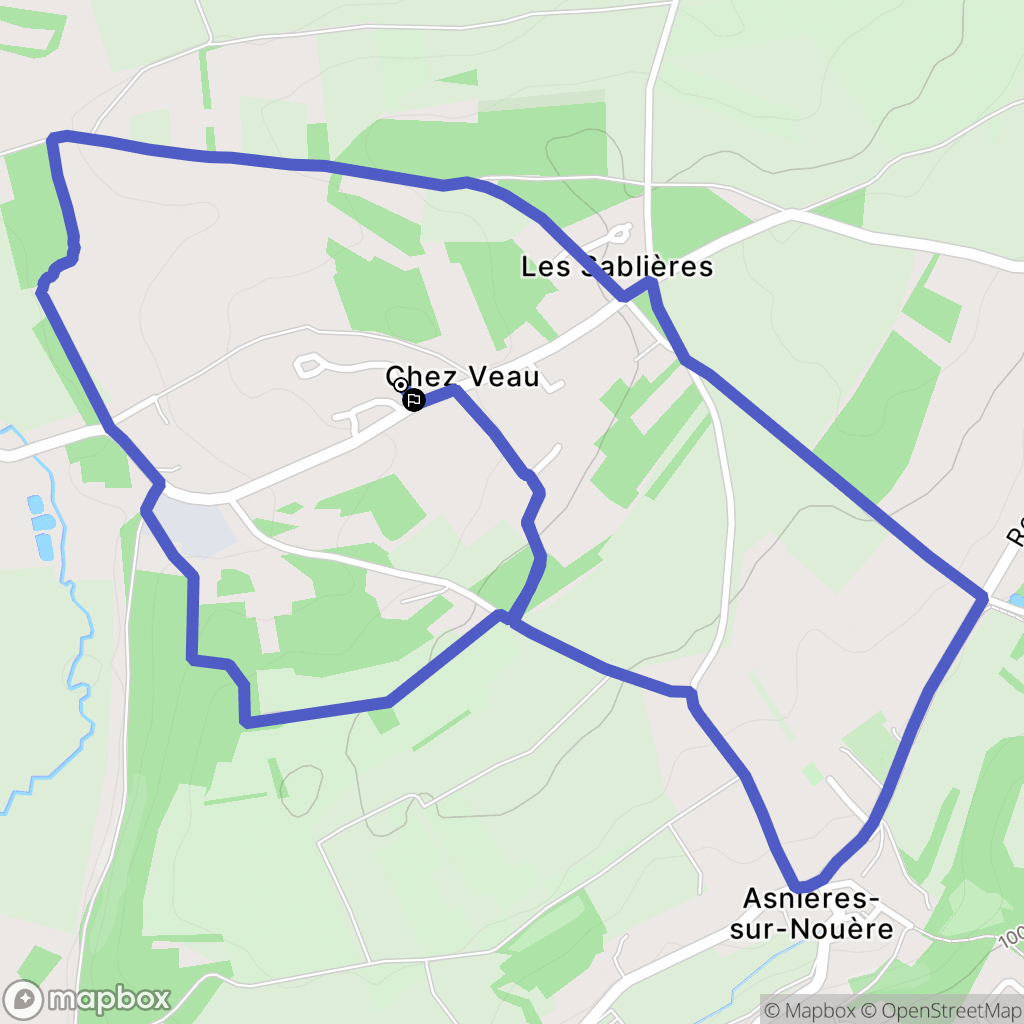Asnières-sur-Nouère : carte du parcours de randonnée - France