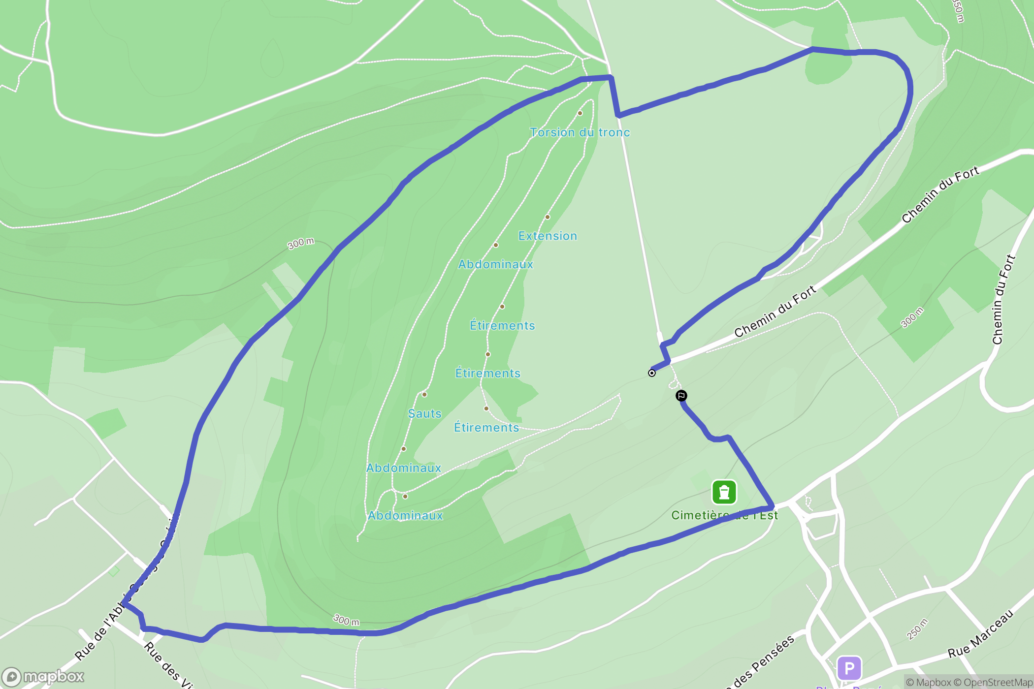 Écrouves : carte du parcours de randonnée - France