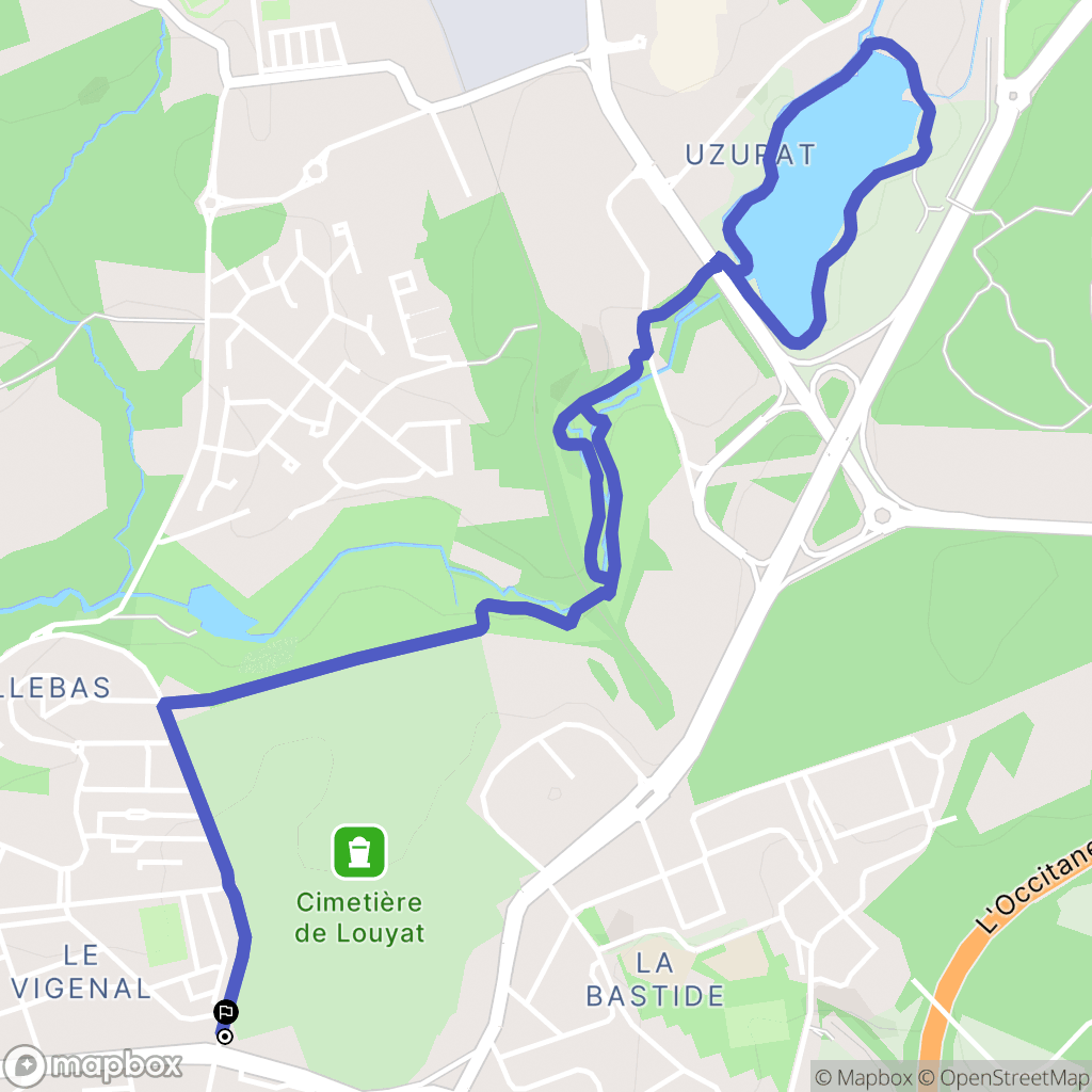 Limoges : carte du parcours de randonnée - France