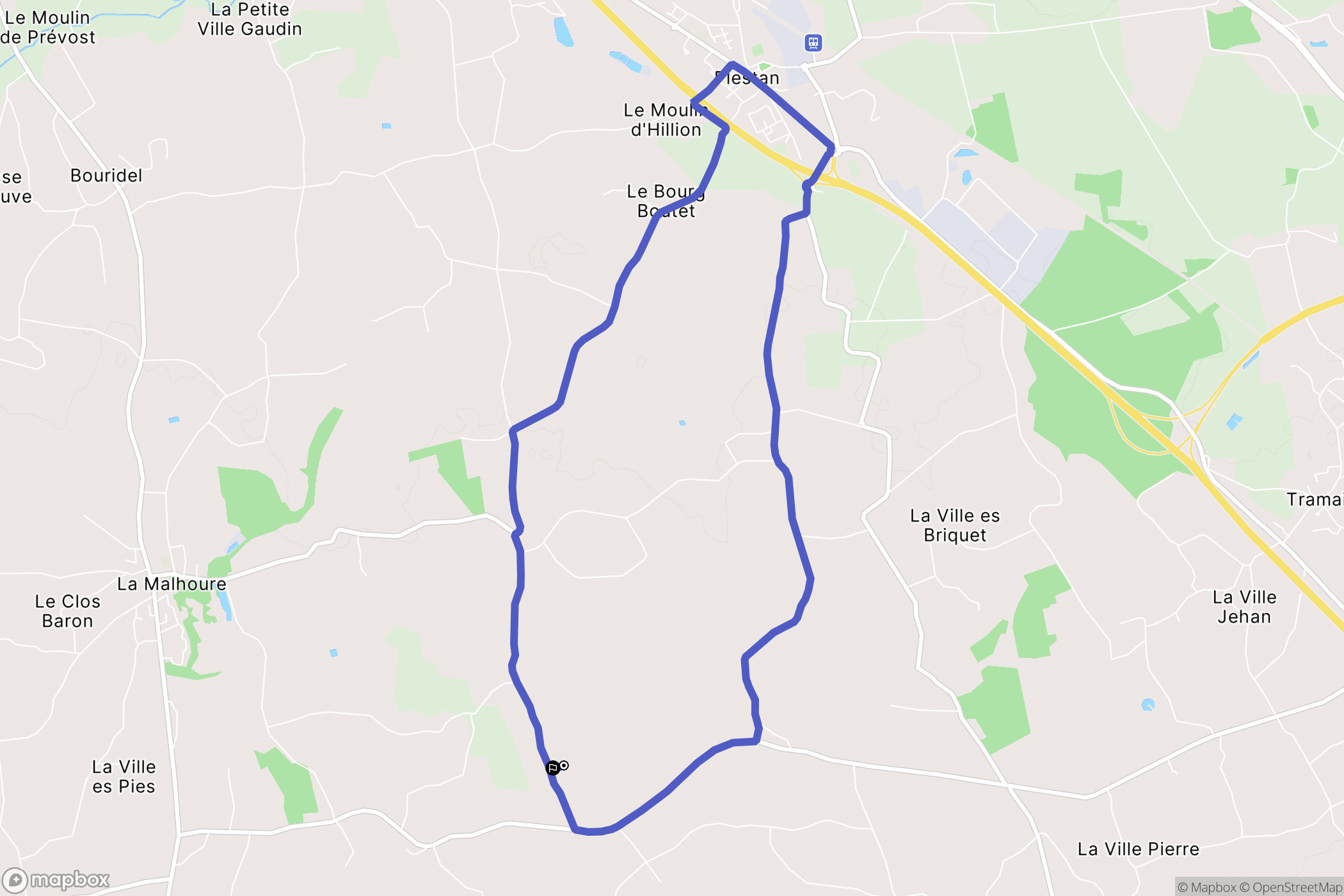 Plestan : carte du parcours de randonnée - France