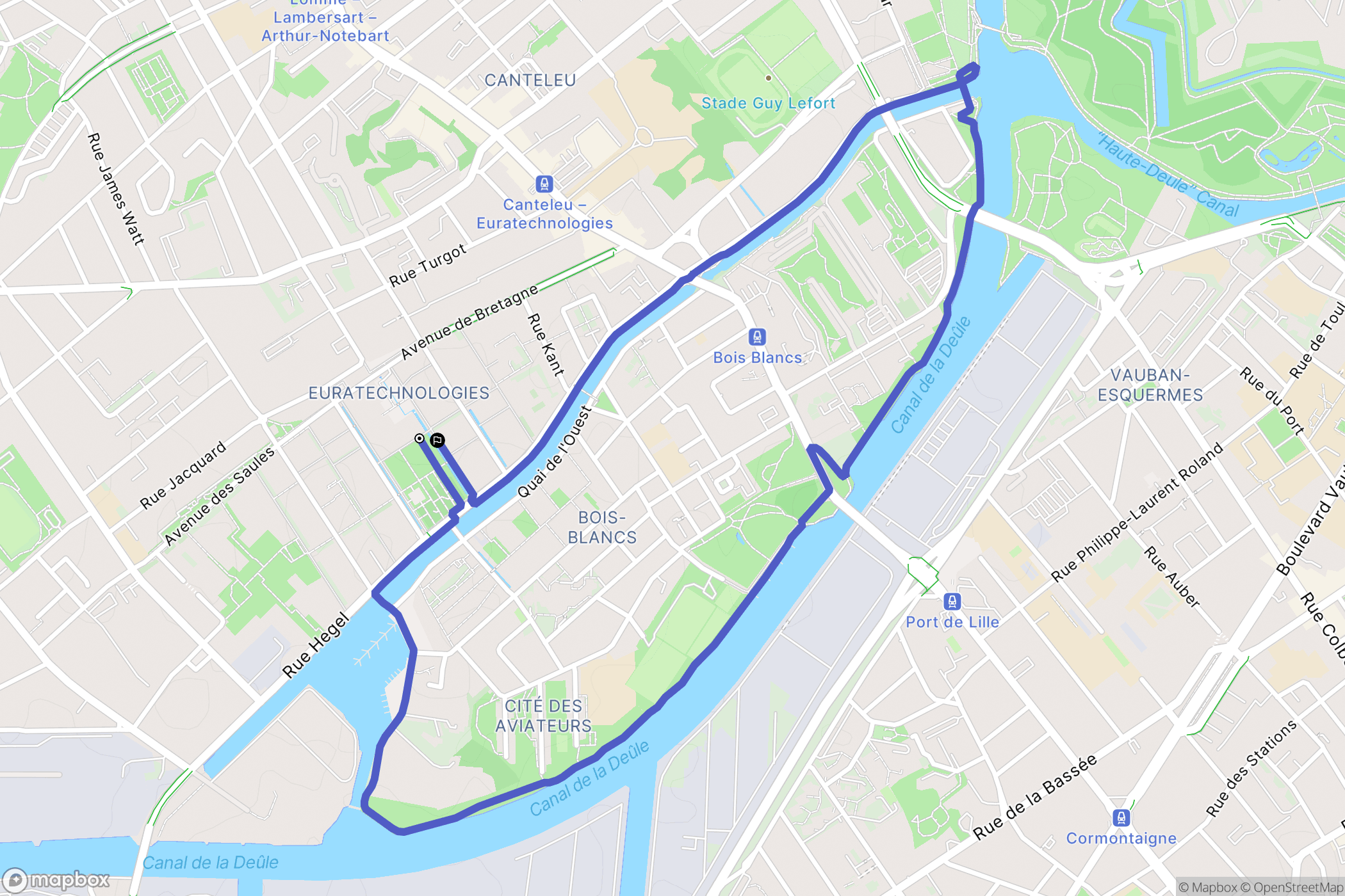 Lille : carte du parcours de randonnée - France