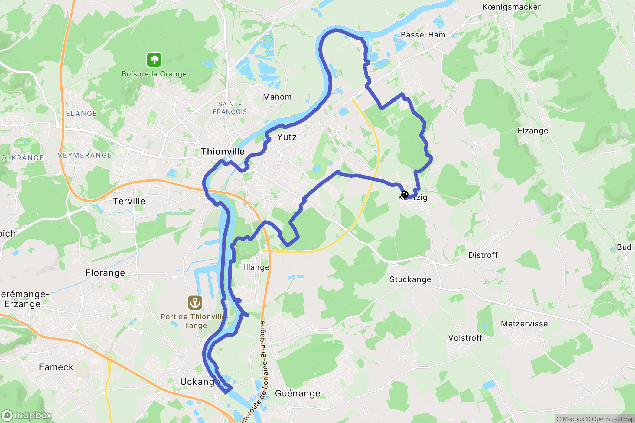 kuntzig : carte du parcours de randonnée - France