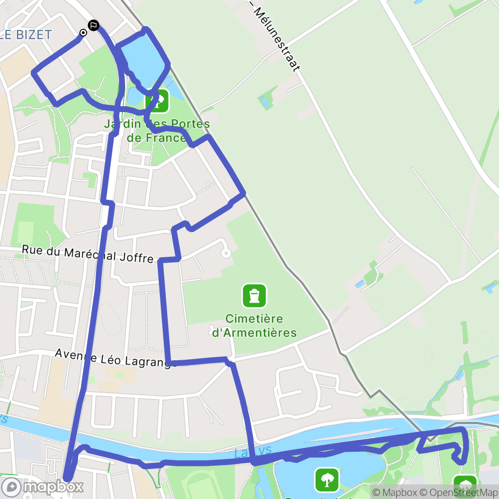 Armentières : carte du parcours de randonnée - France