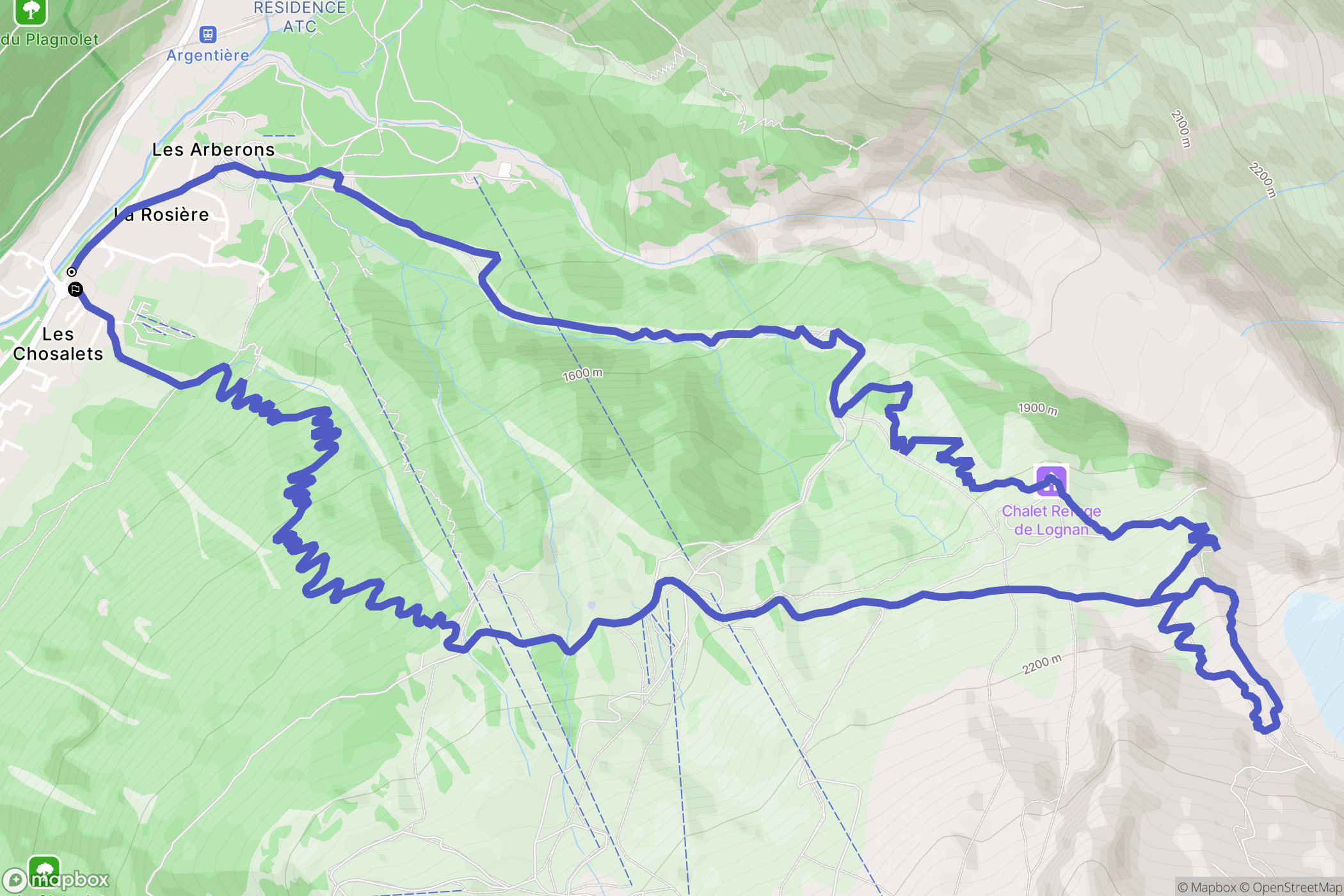 Chamonix-Mont-Blanc : carte du parcours de randonnée - France