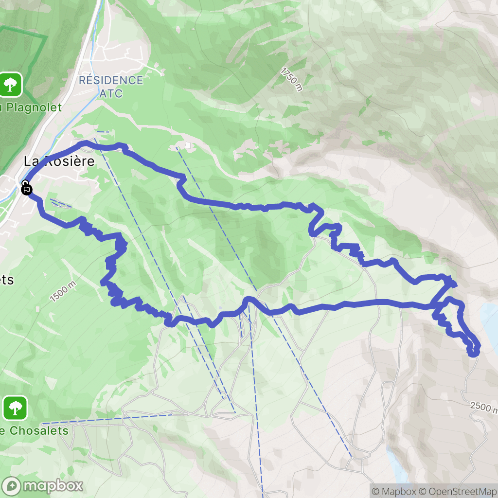 Chamonix-Mont-Blanc : carte du parcours de randonnée - France