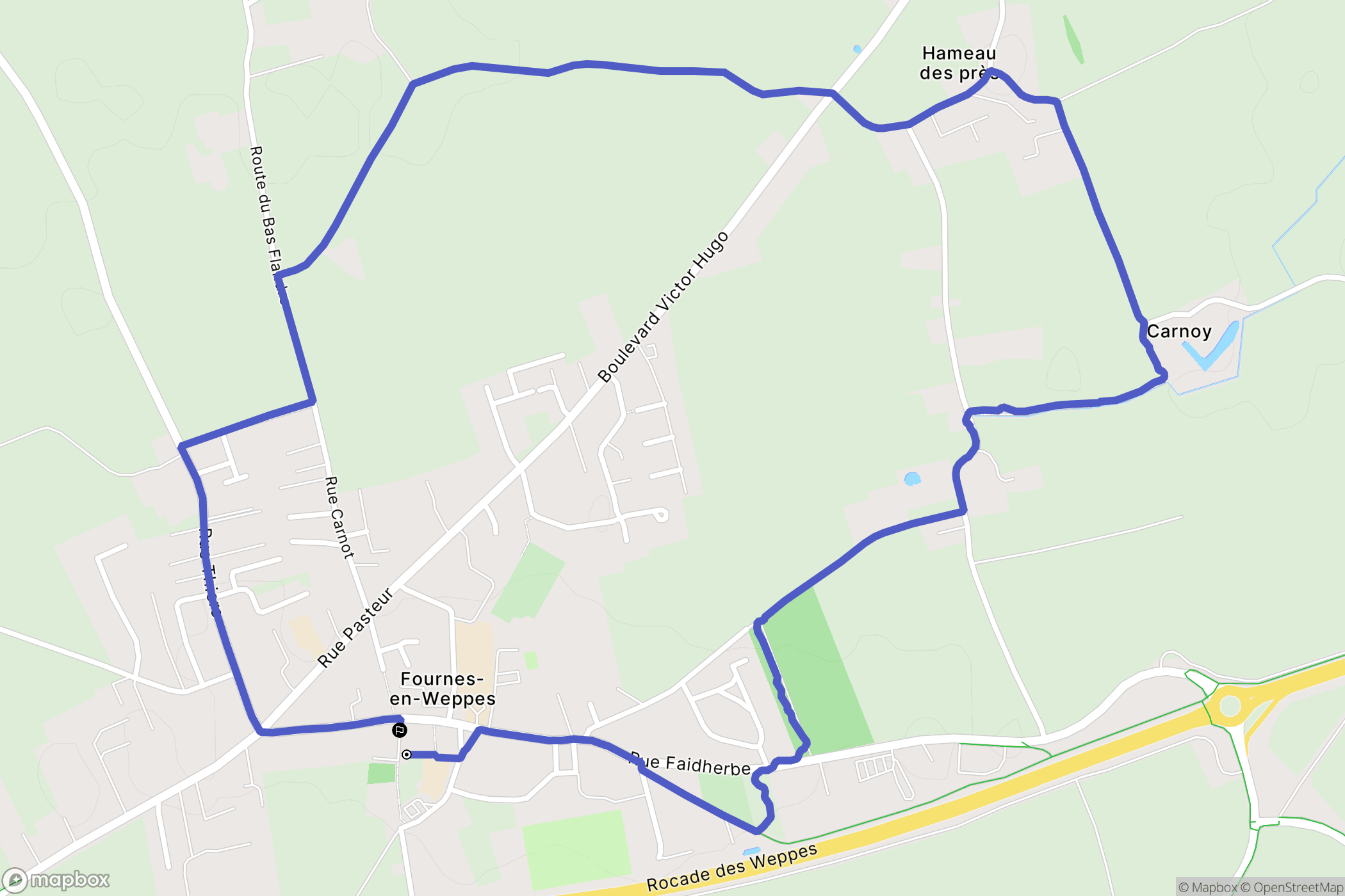 Fournes-en-Weppes : carte du parcours de randonnée - France