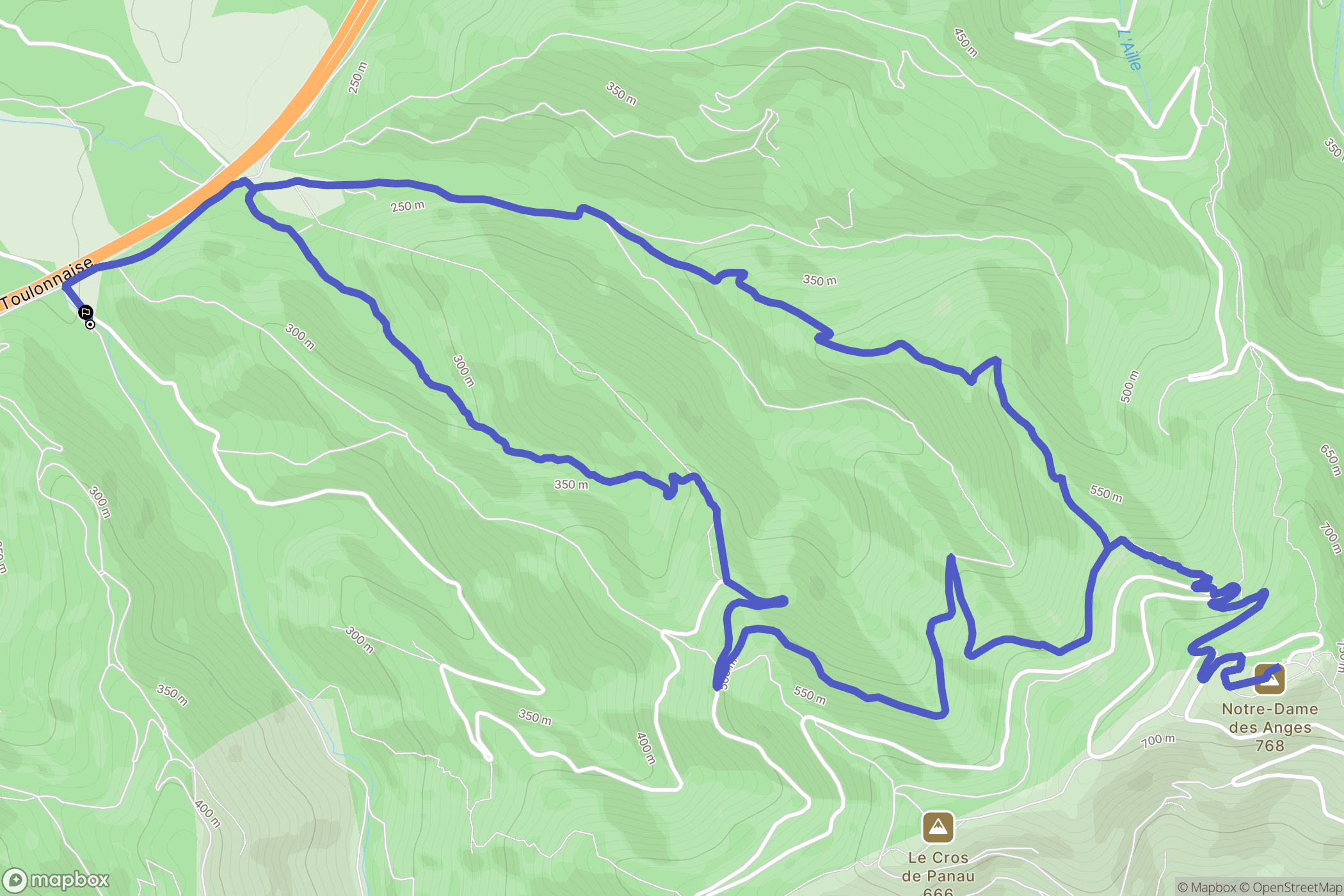 Pignans : carte du parcours de randonnée - France