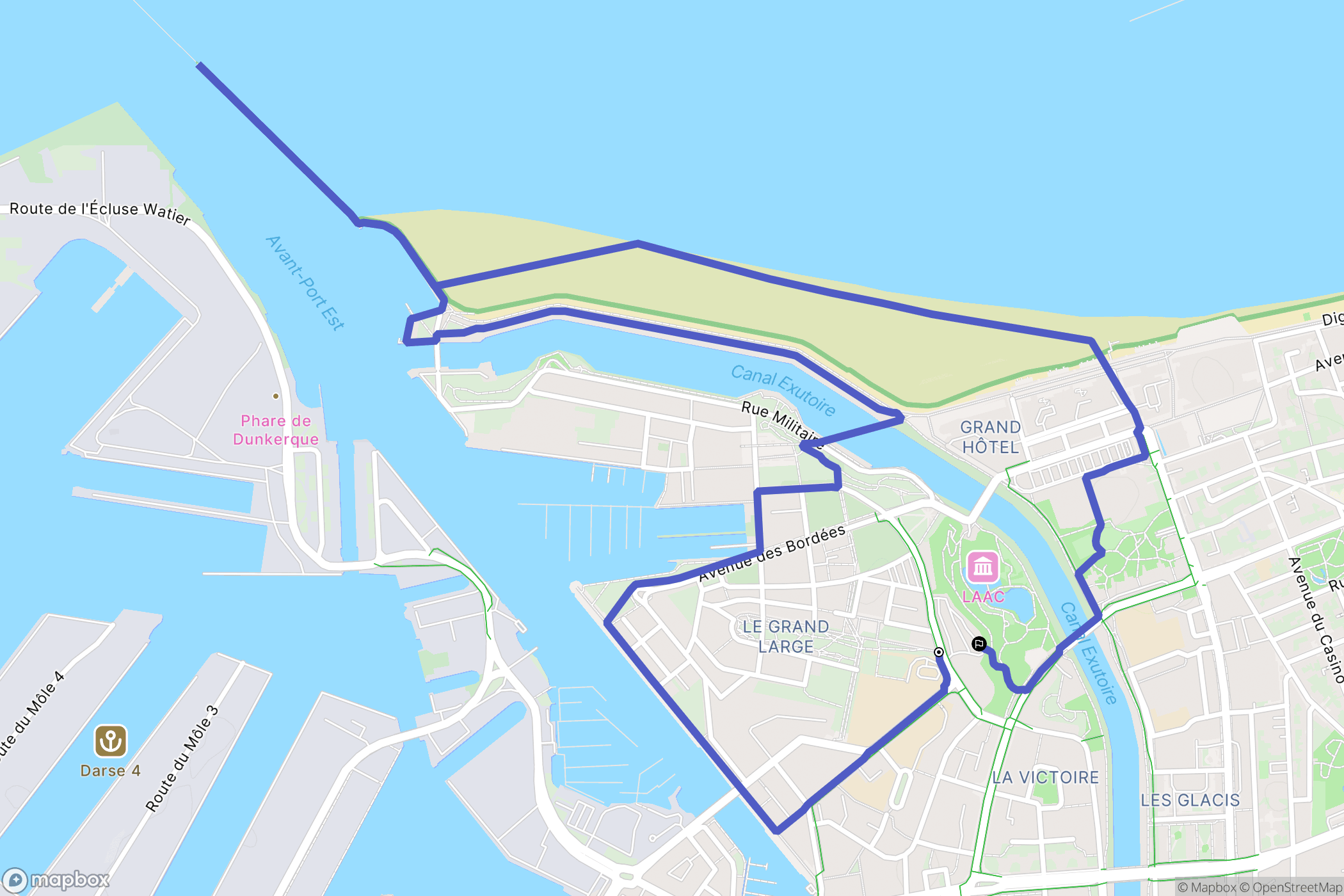 Dunkerque : carte du parcours de randonnée - France