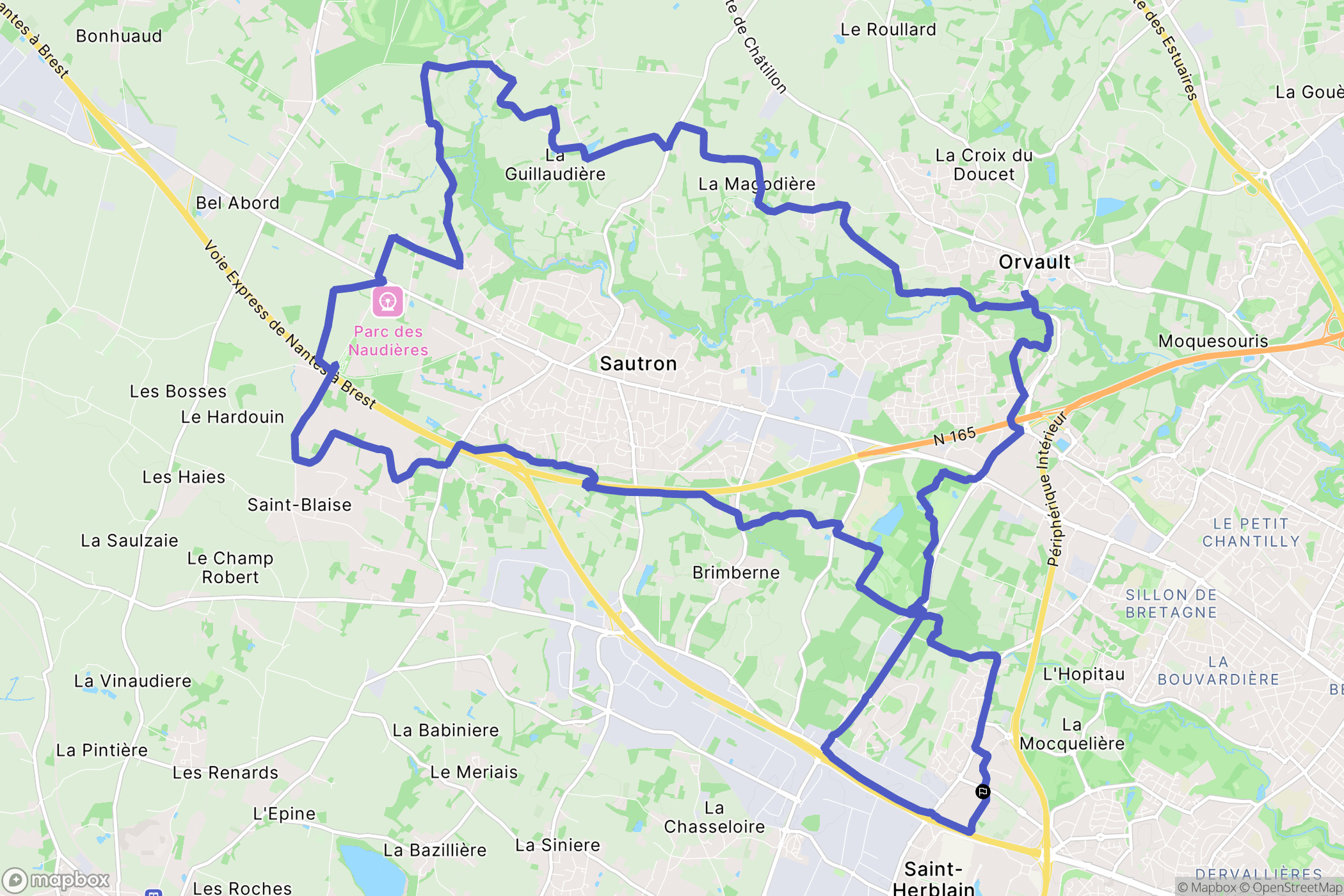 Nantes : carte du parcours de randonnée - France