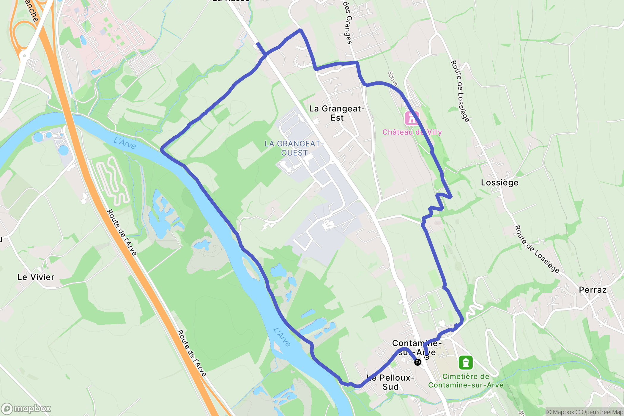 Contamine-sur-Arve : carte du parcours de randonnée - France