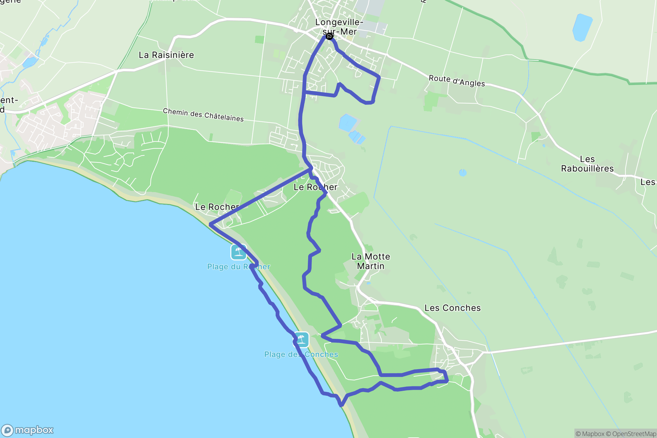 Longeville-sur-Mer : carte du parcours de randonnée - France