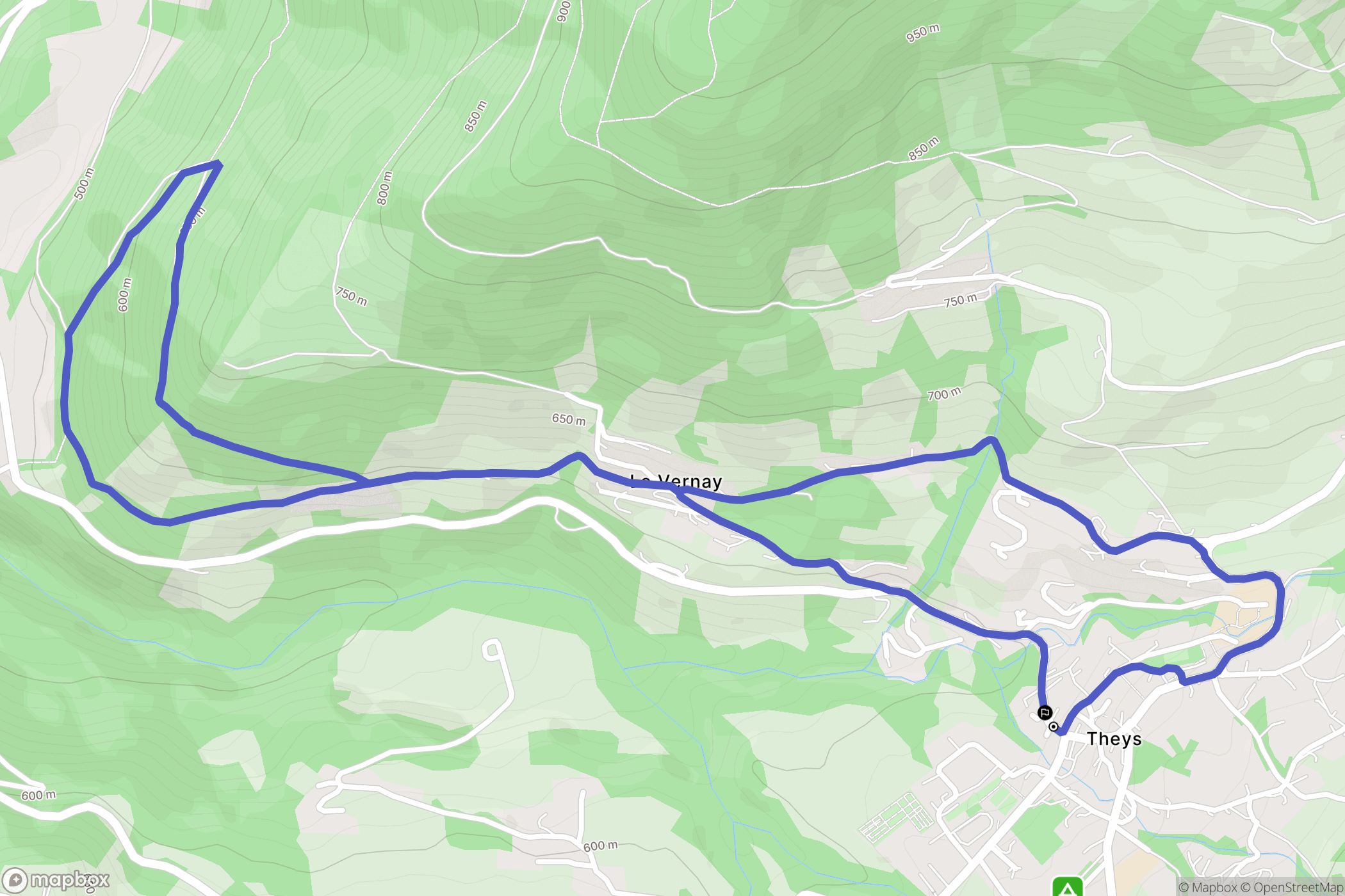 Theys : carte du parcours de randonnée - France