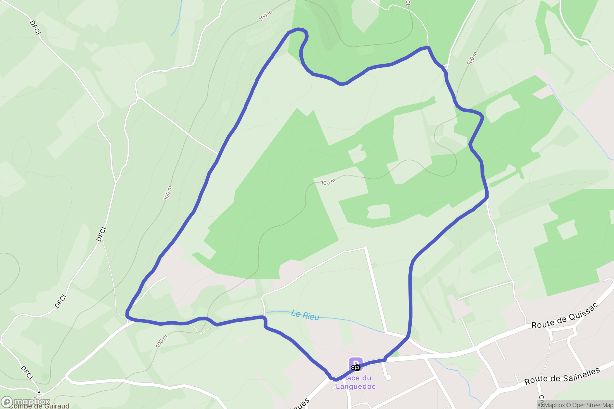 Aspères : carte du parcours de randonnée - France