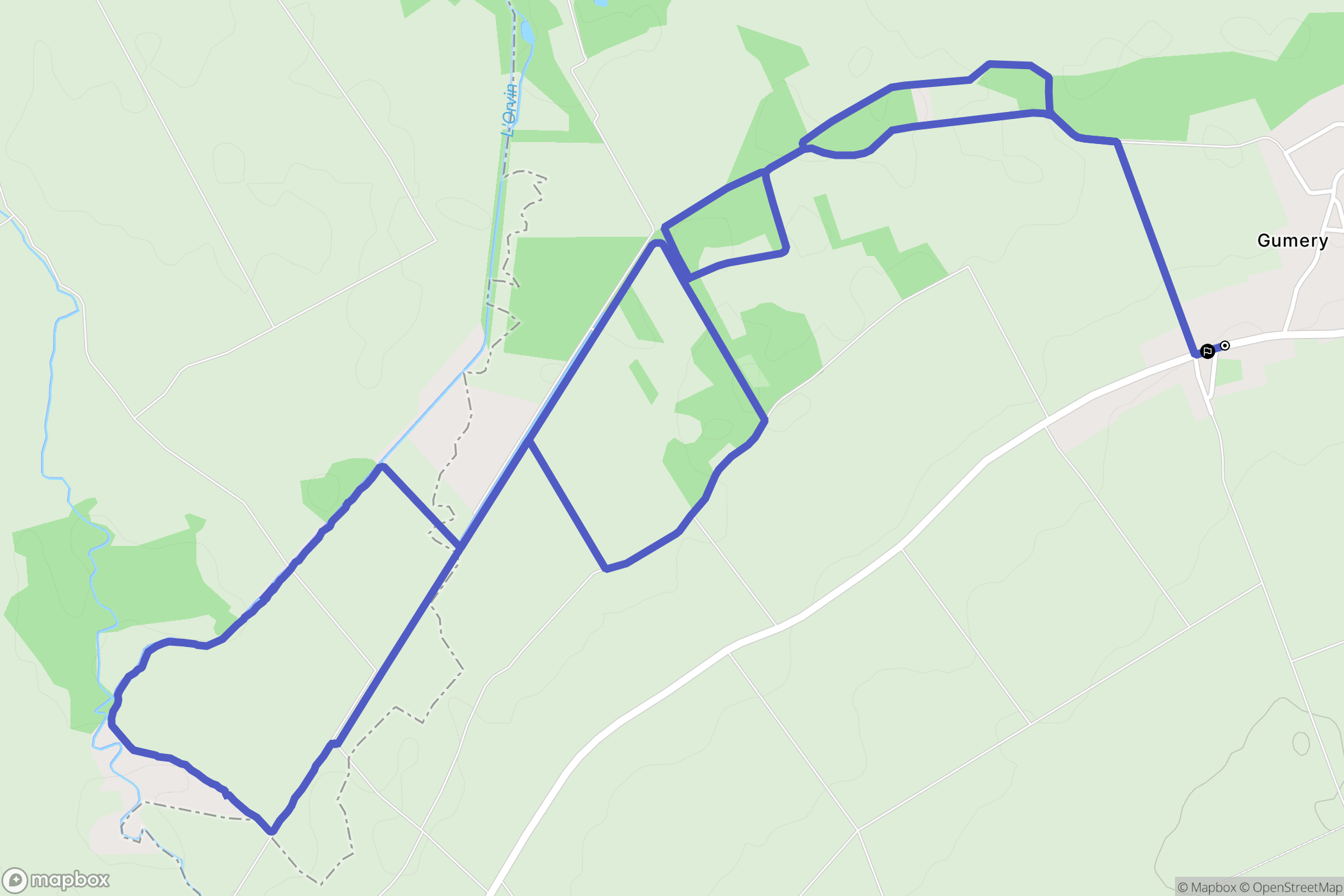 Gumery : carte du parcours de randonnée - France