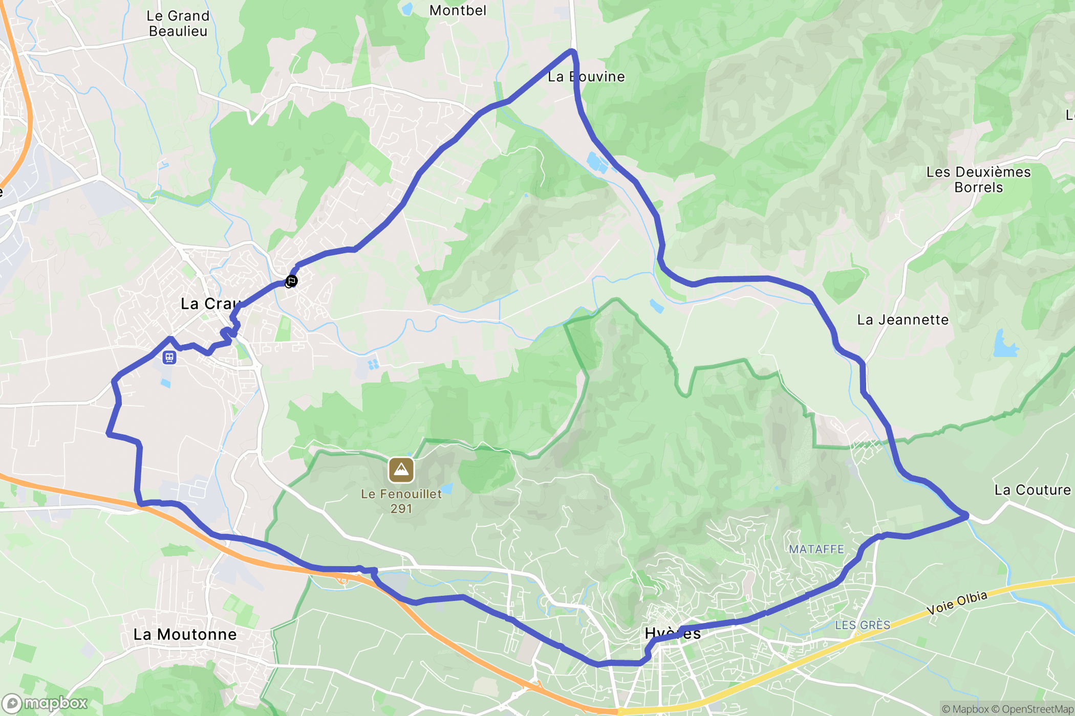 La Crau : carte du parcours de randonnée - France
