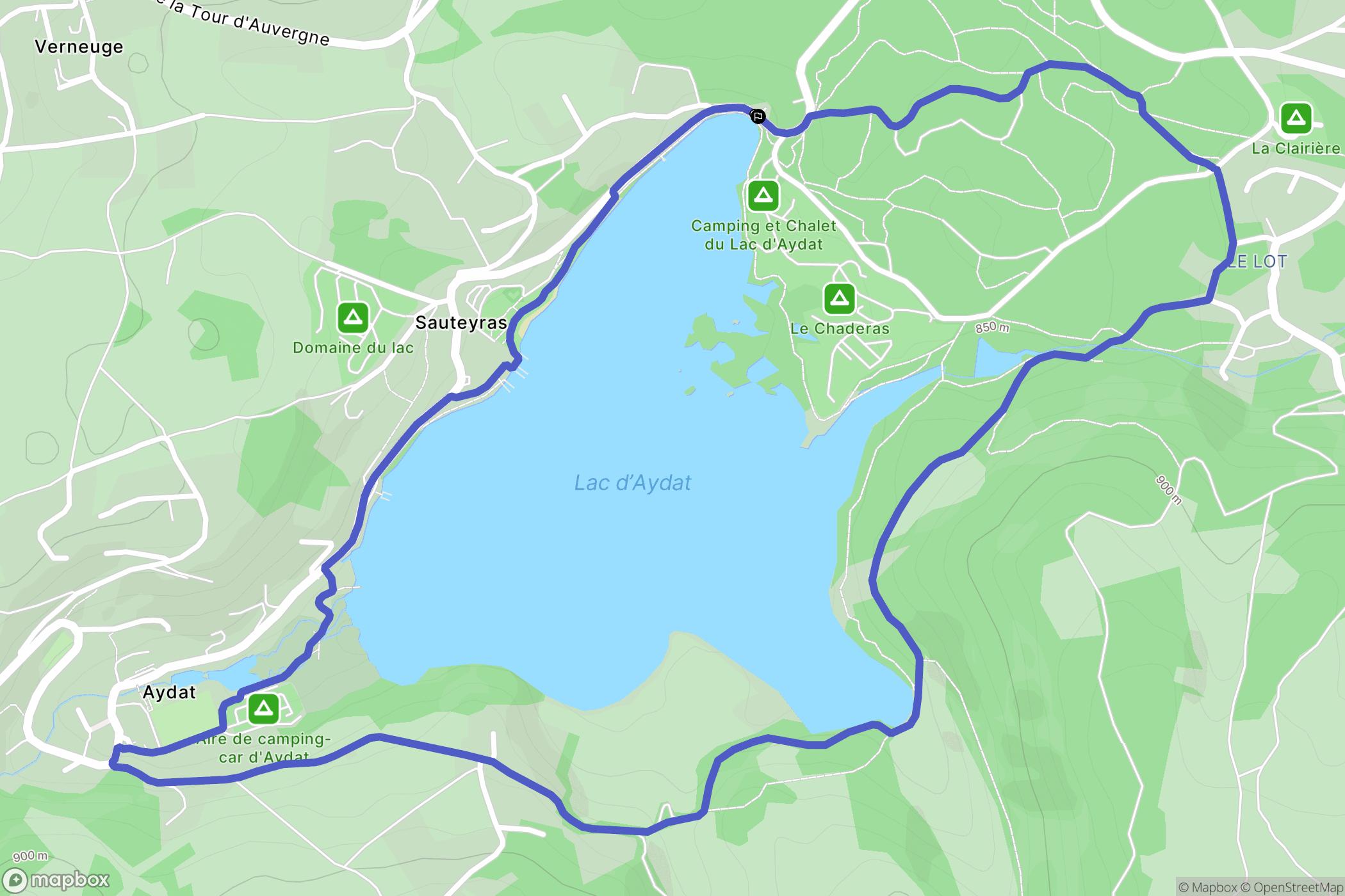 Aydat : carte du parcours de randonnée - France