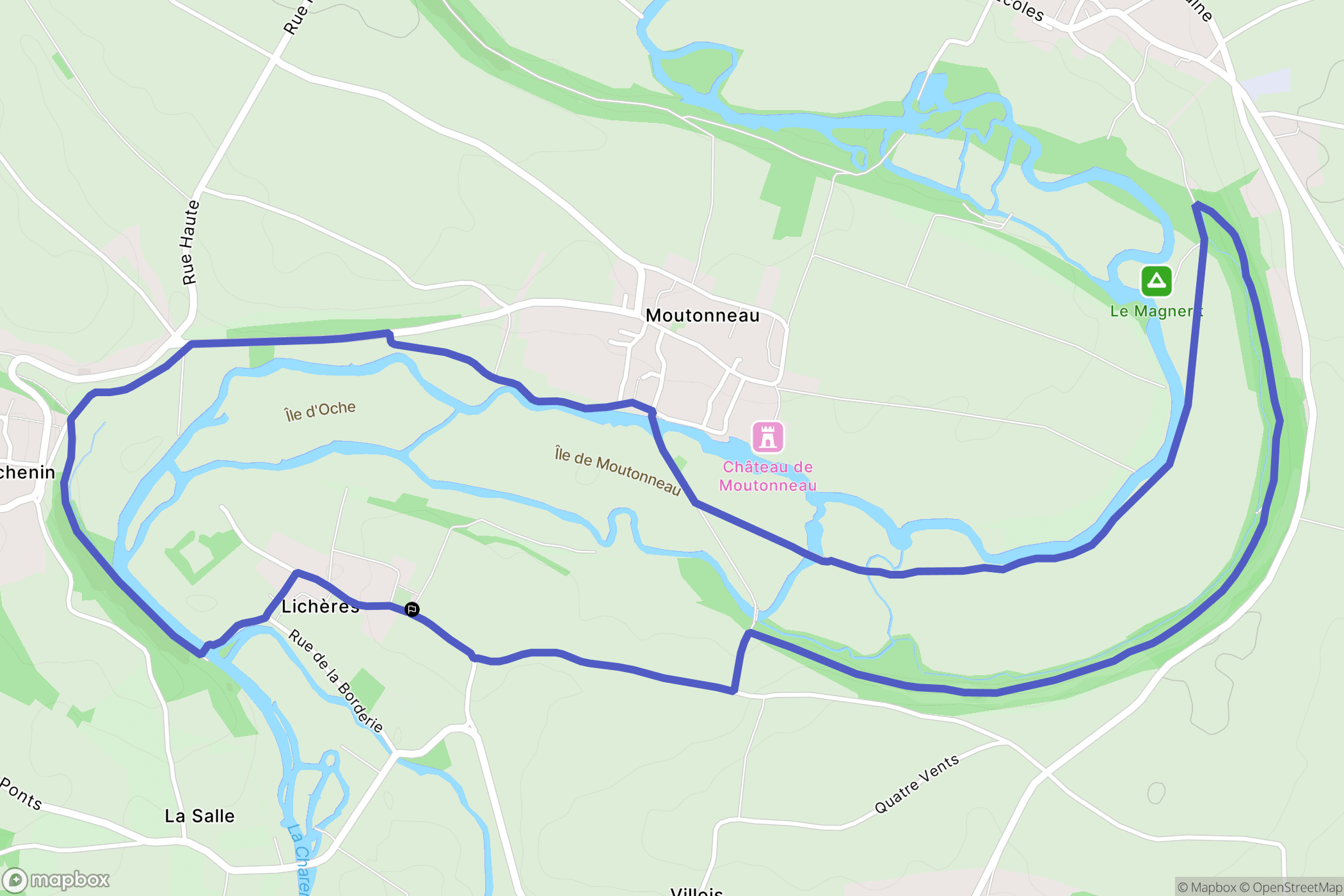 Lichères : carte du parcours de randonnée - France