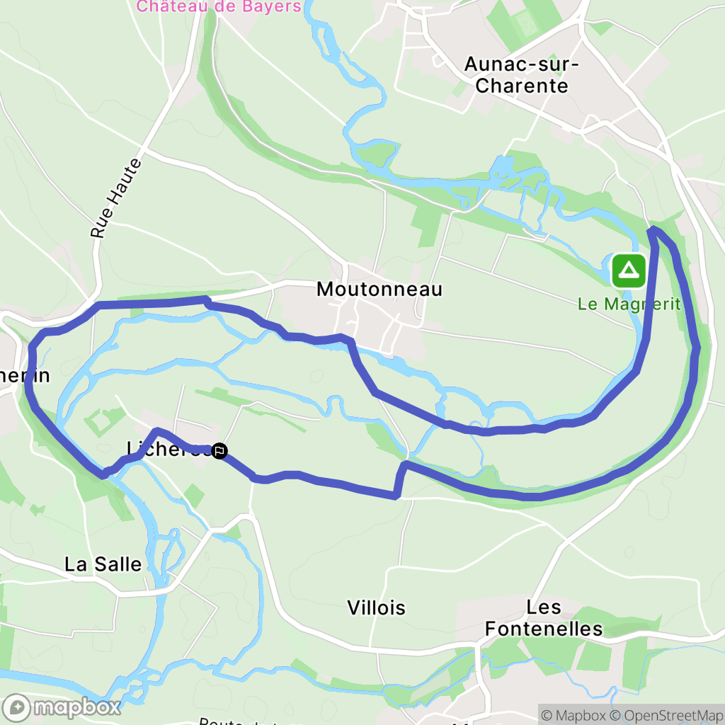 Lichères : carte du parcours de randonnée - France