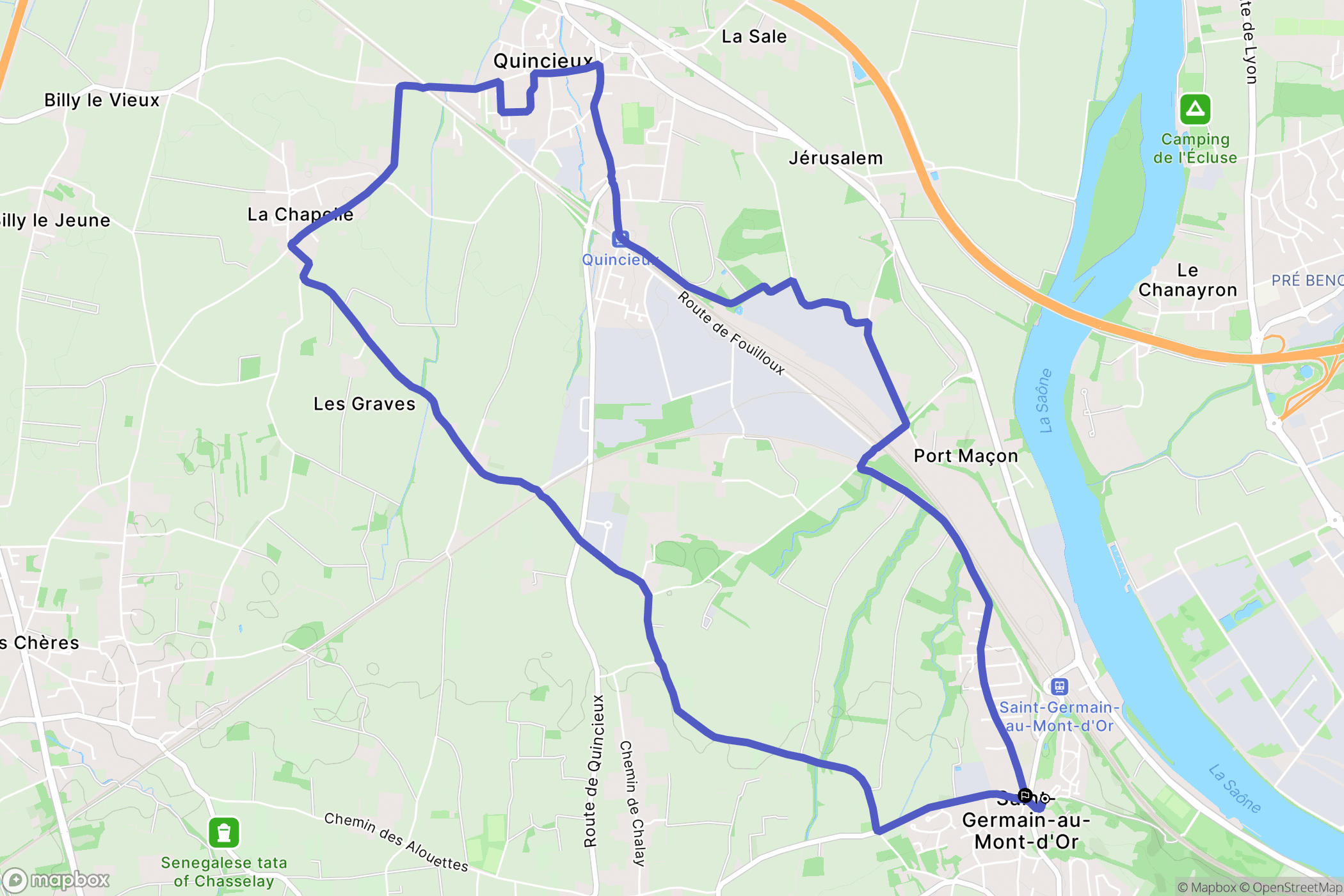 Saint-Germain-au-Mont-d'Or : carte du parcours de randonnée - France